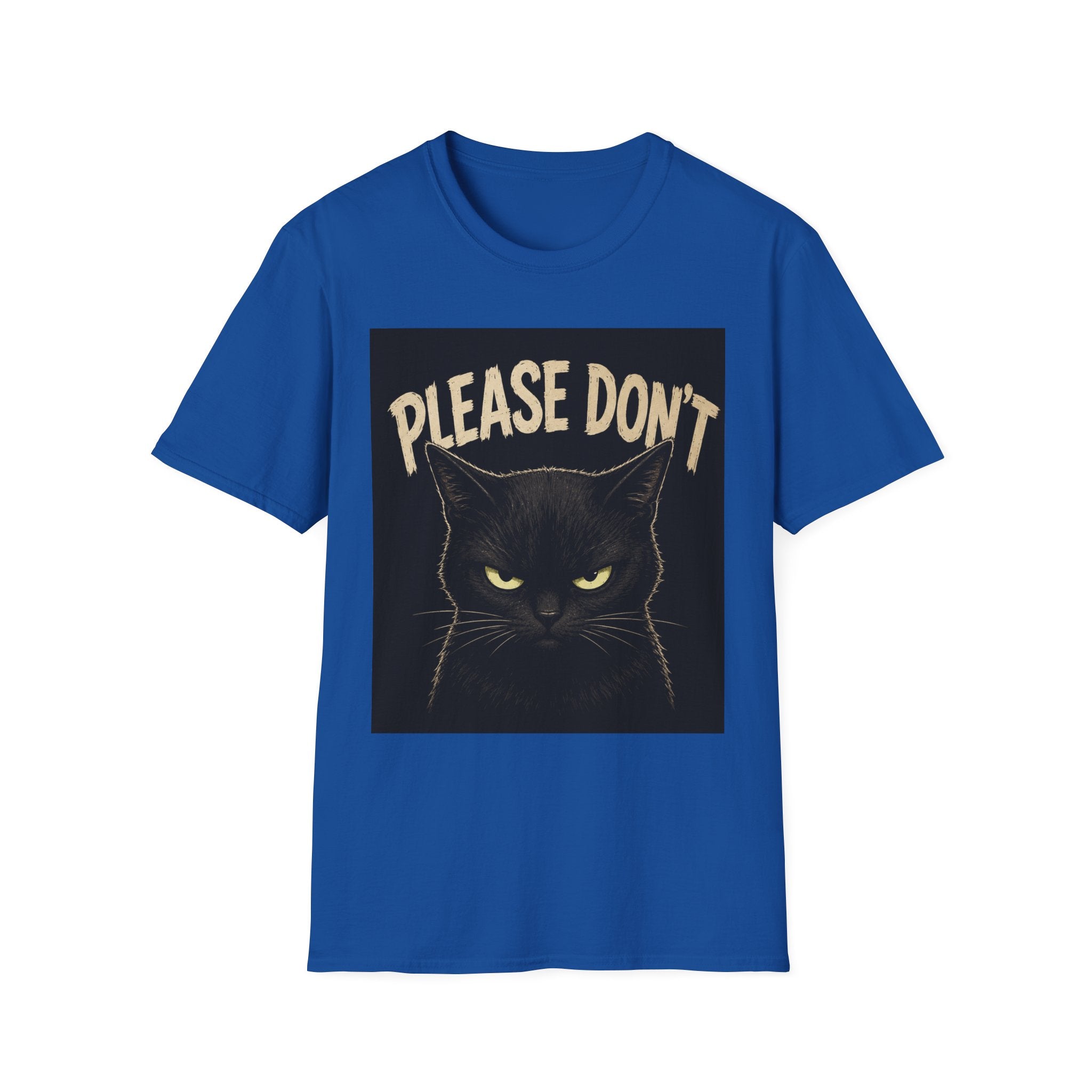 Please Don't Black Cat T‑Shirt — Funny Grumpy Cat Graphic Tee