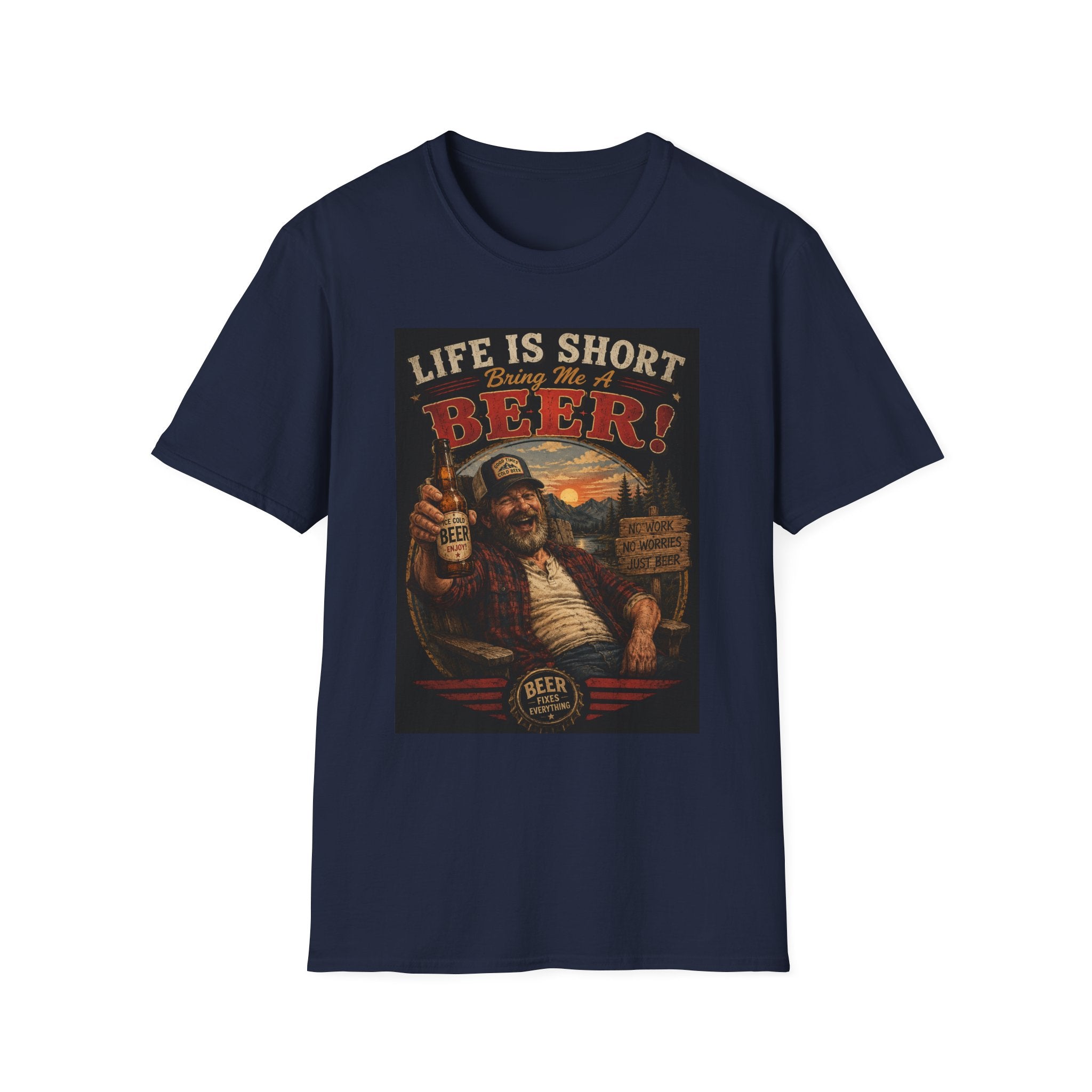 Life Is Short Bring Me A Beer T-Shirt — Vintage Beer Graphic Tee