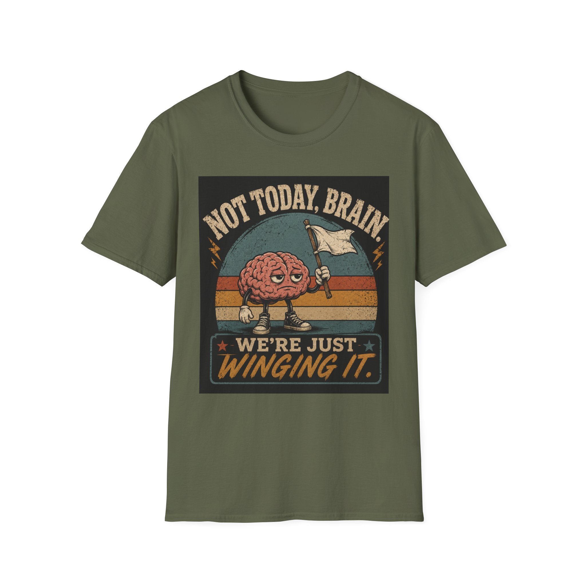 Funny 'Not Today Brain' T-Shirt — Retro Graphic Tee for Lazy Days