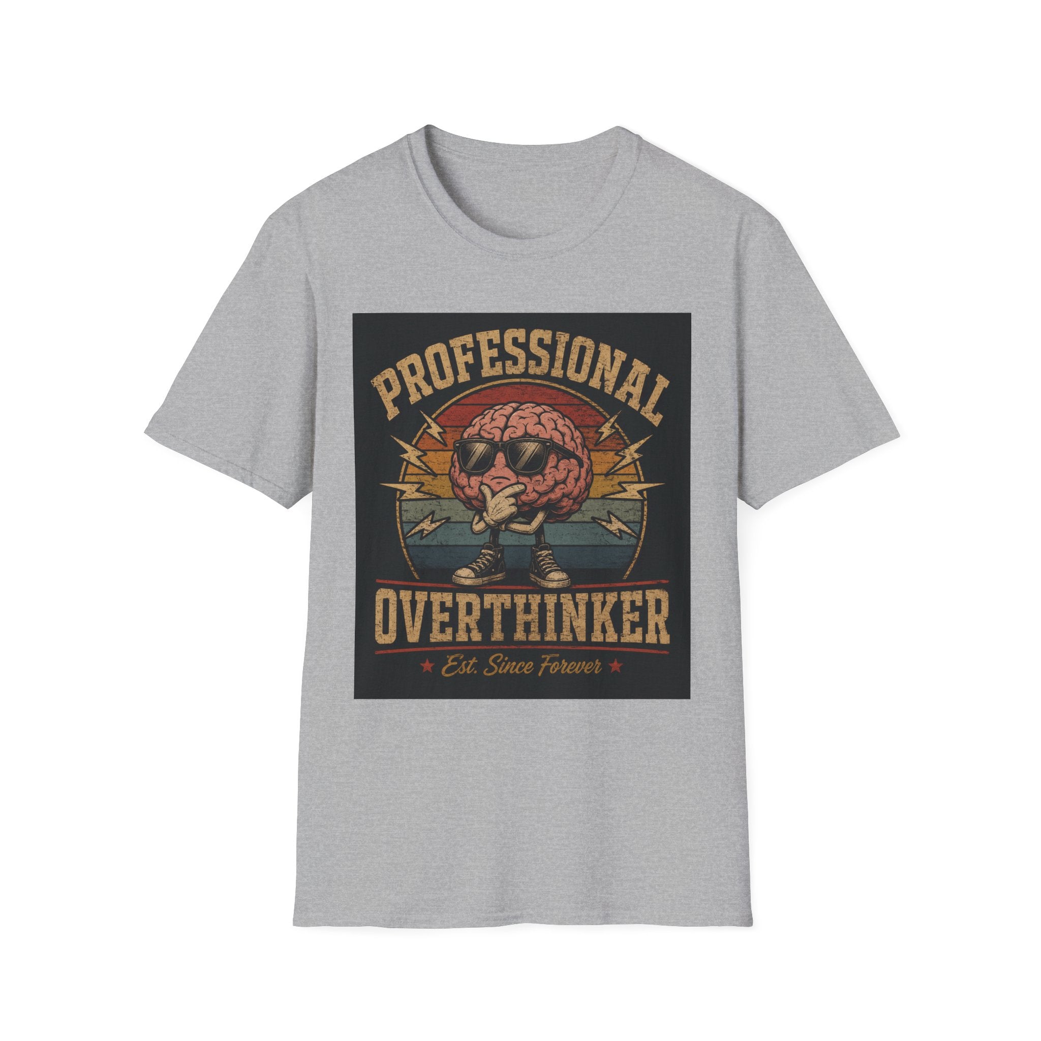 Professional Overthinker T-Shirt — Vintage Brain Graphic Tee