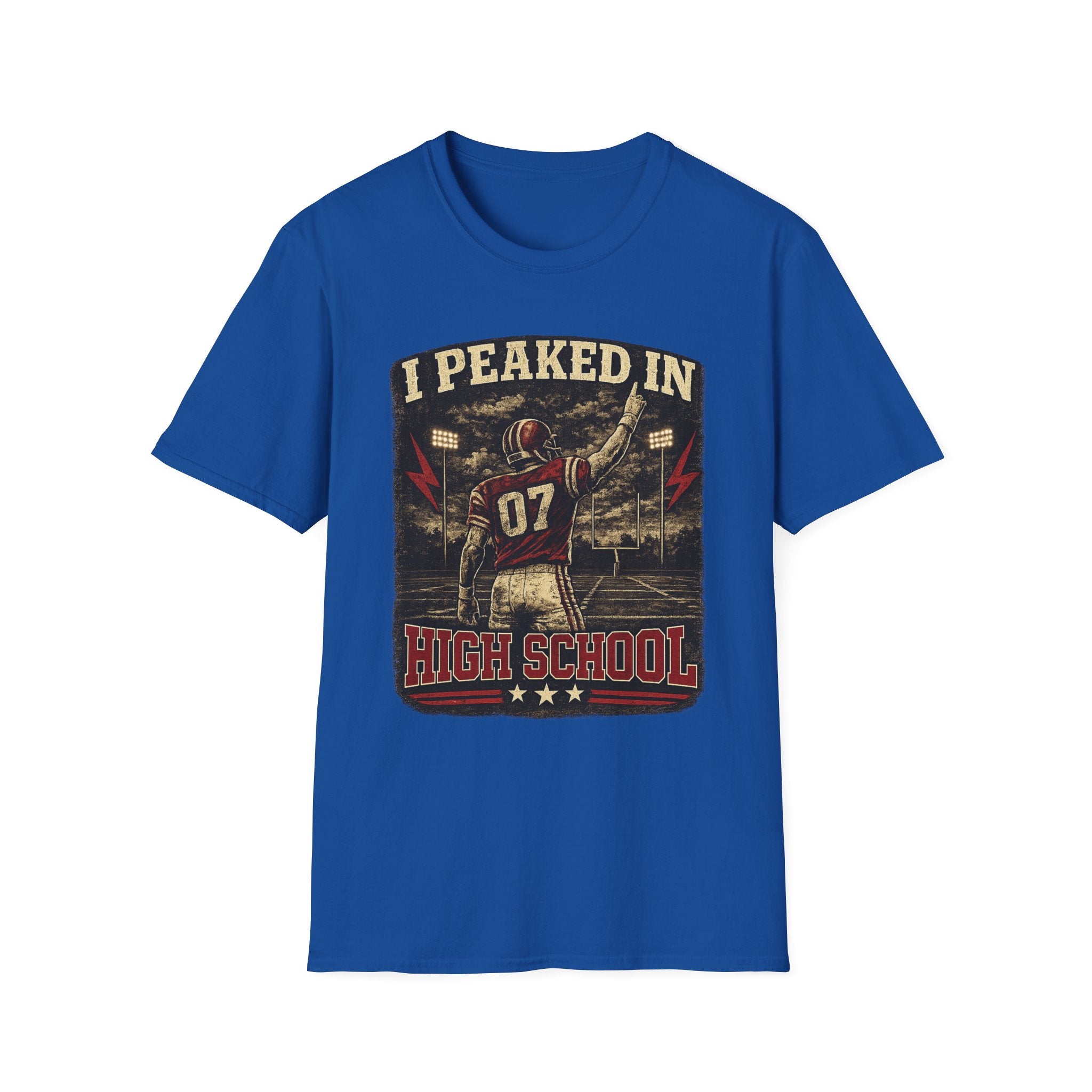 I Peaked In High School Football T-Shirt — Vintage Nostalgia Tee for Former Players & Fans