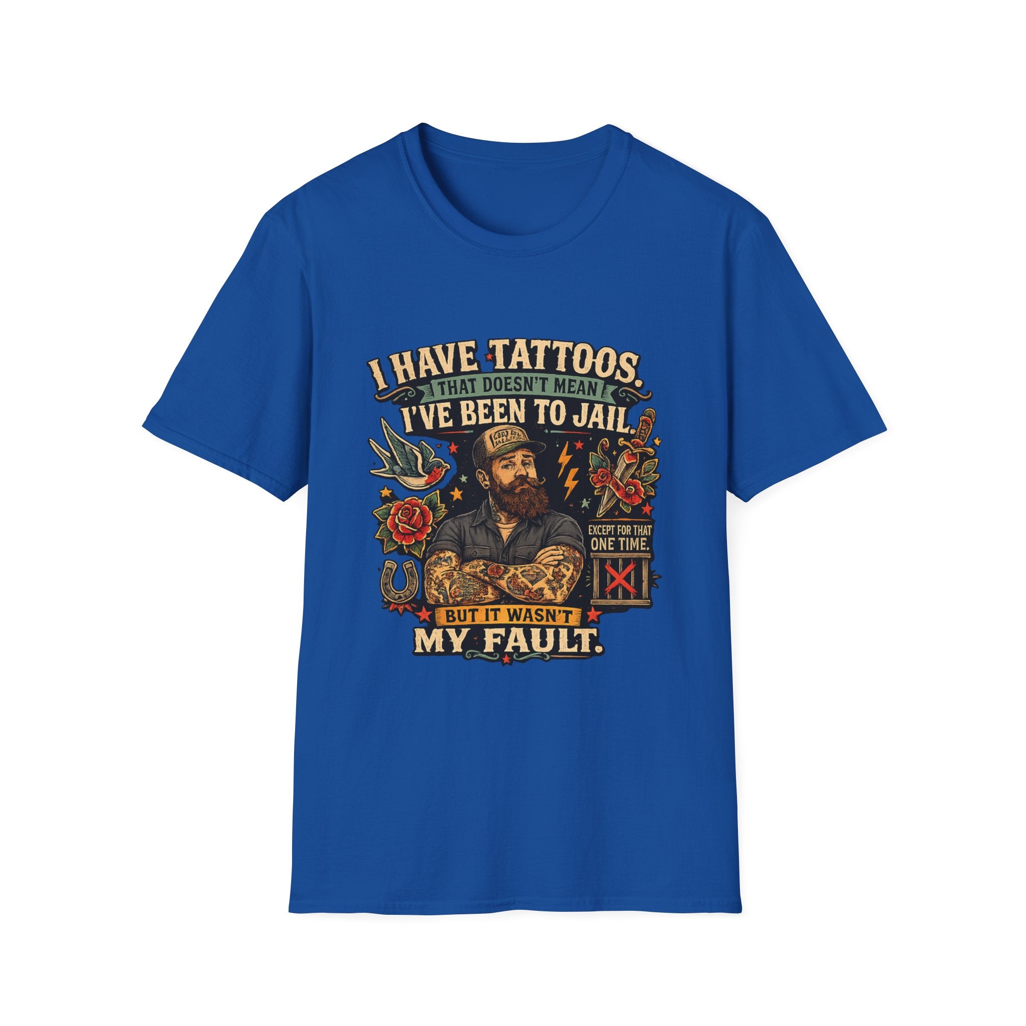 Tattoo Pride T‑Shirt — “I Have Tattoos That Doesn’t Mean I’ve Been to Jail” Vintage Style