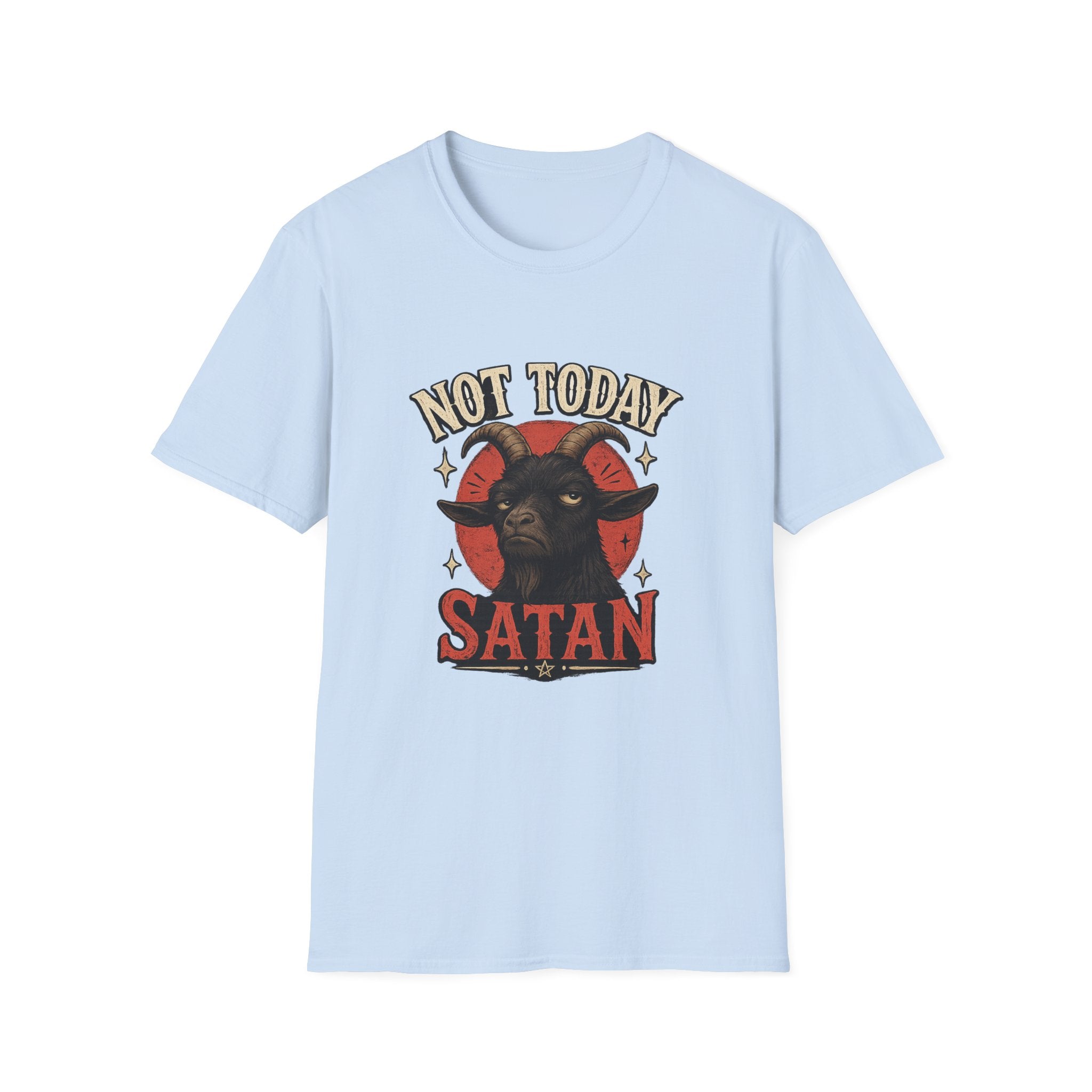 Not Today Satan T‑Shirt — Graphic Goat Illustration Tee