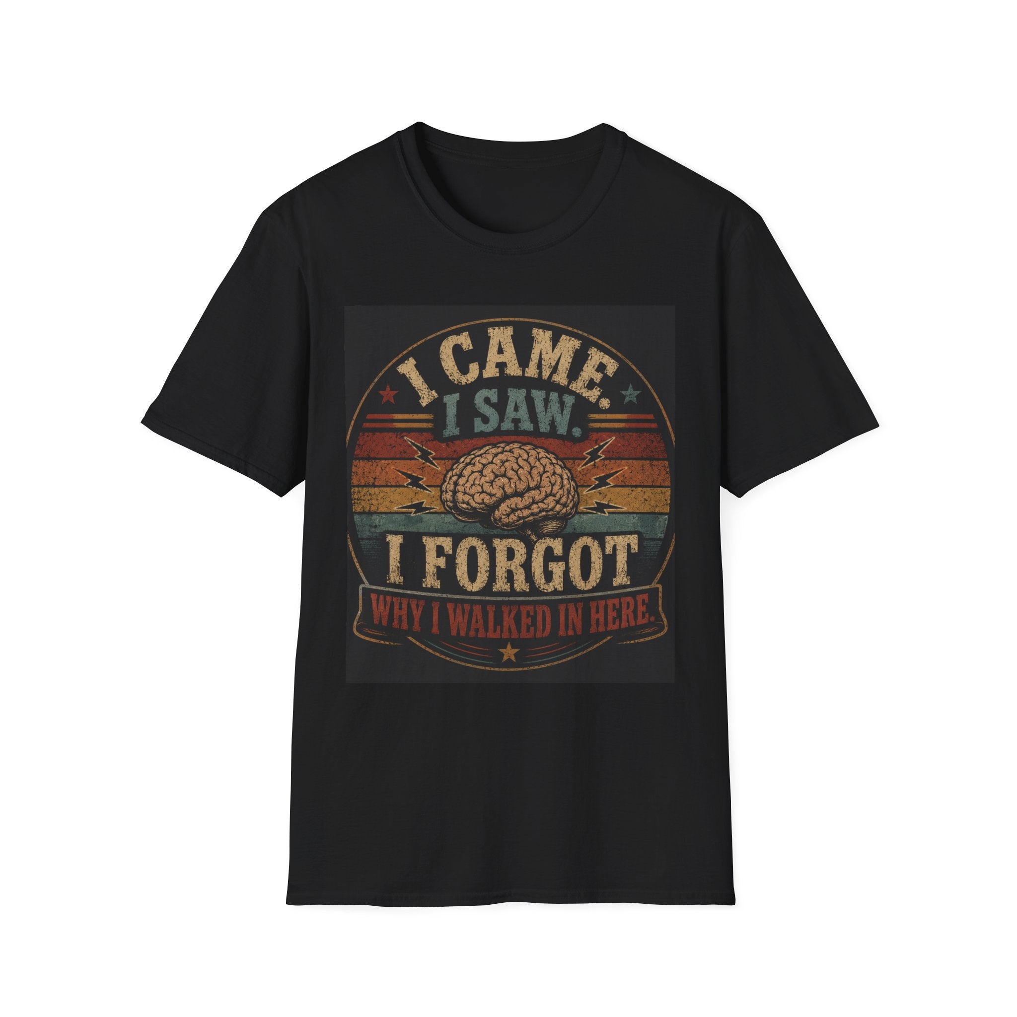 I Came I Saw I Forgot T-Shirt — Funny Retro Brain Memory Tee