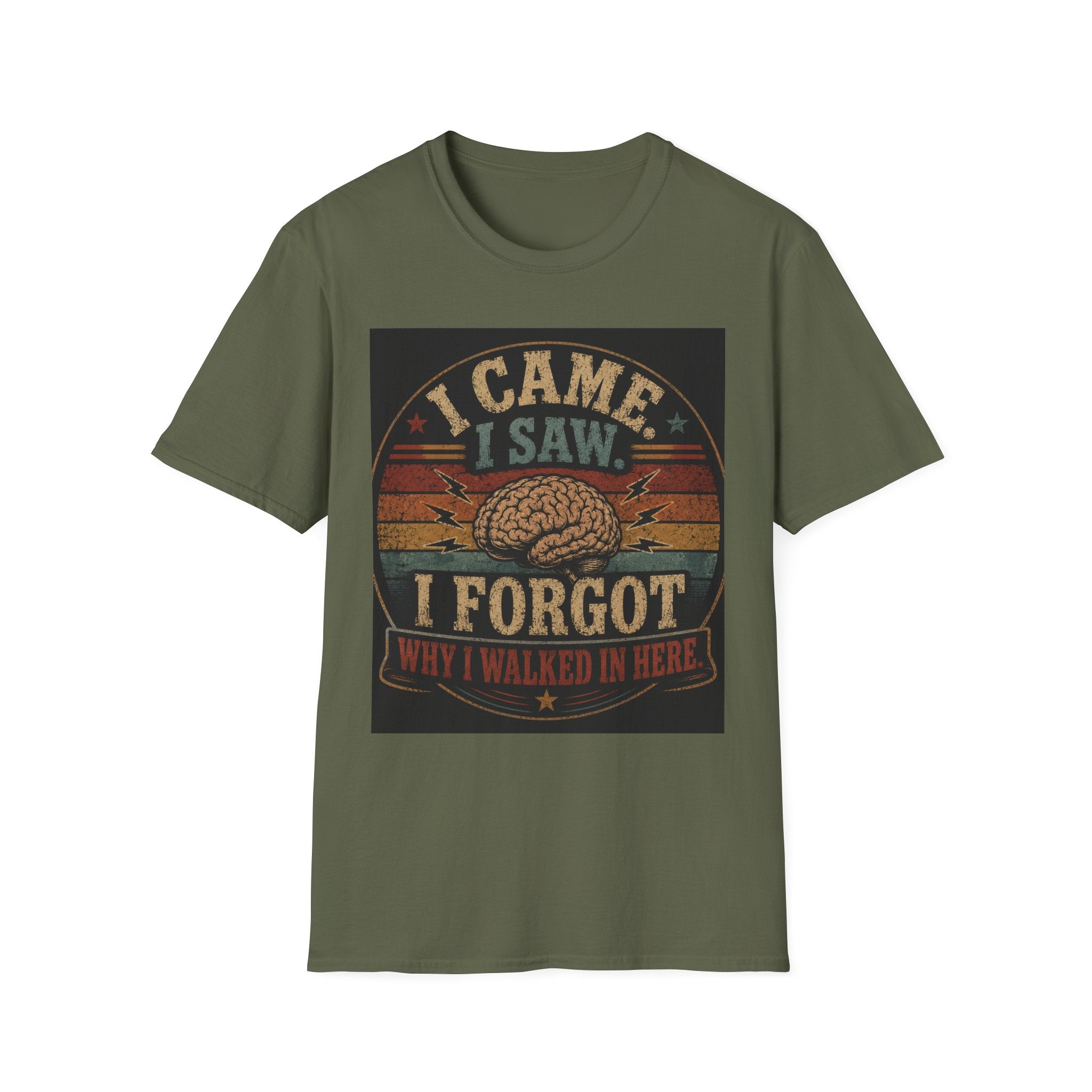 I Came I Saw I Forgot T-Shirt — Funny Retro Brain Memory Tee