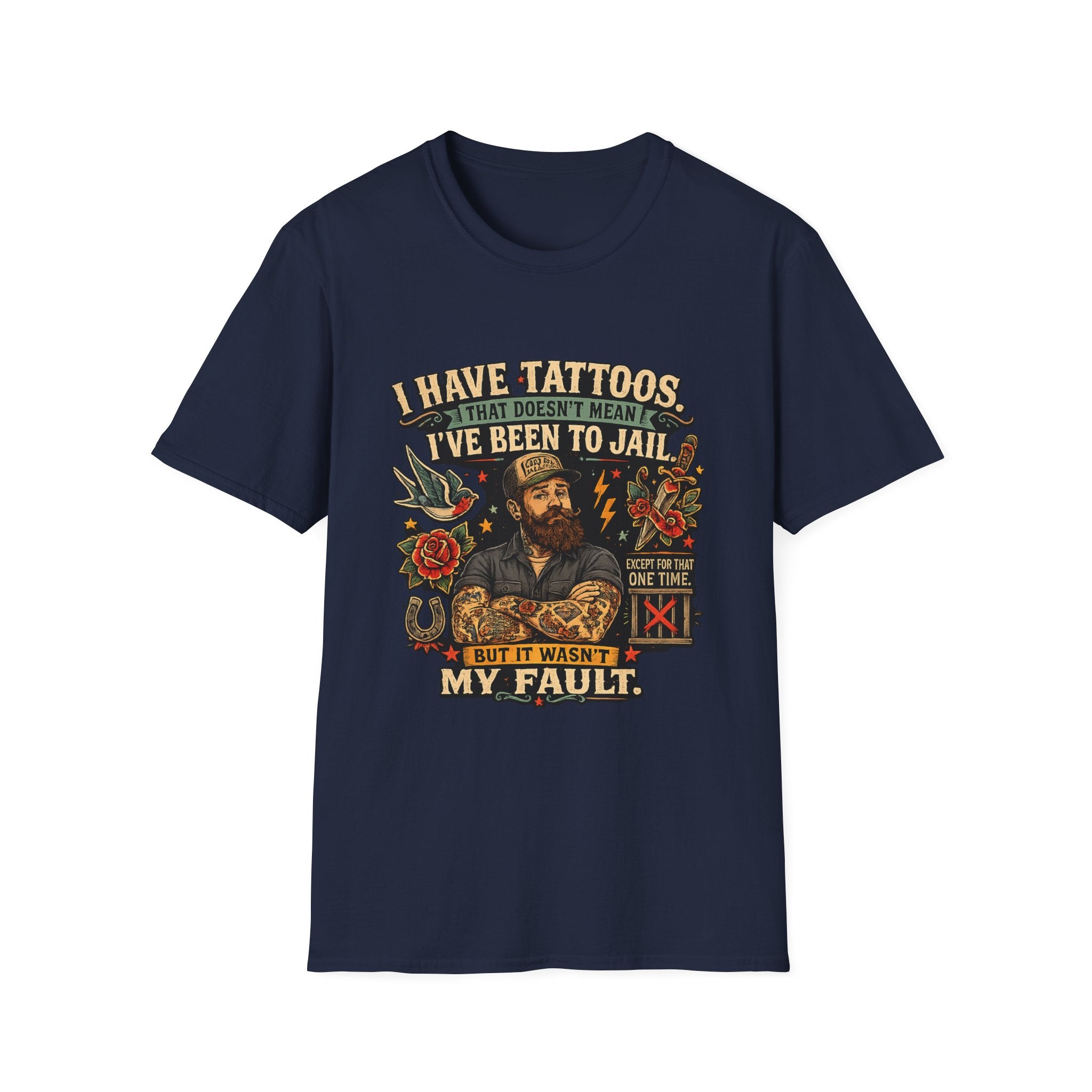 Tattoo Pride T‑Shirt — “I Have Tattoos That Doesn’t Mean I’ve Been to Jail” Vintage Style