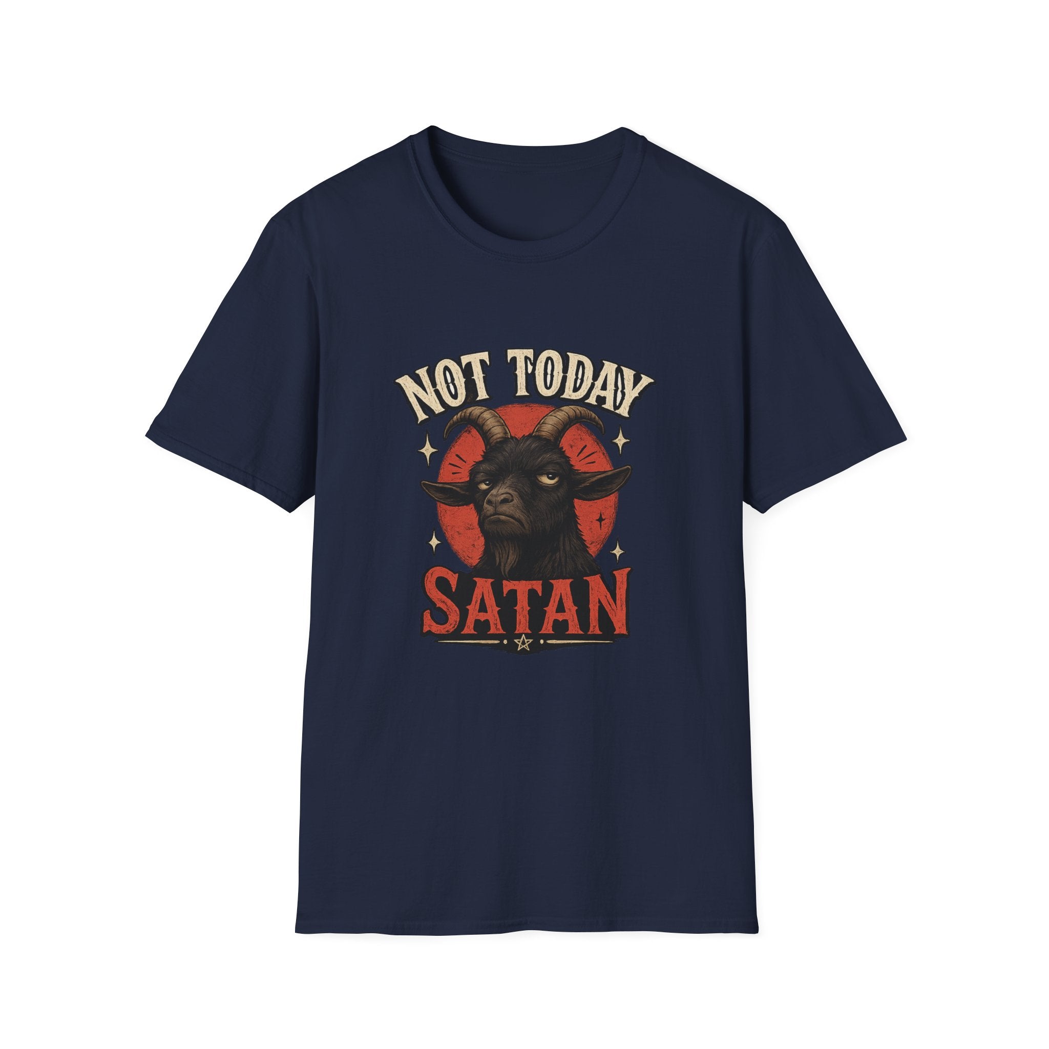 Not Today Satan T‑Shirt — Graphic Goat Illustration Tee