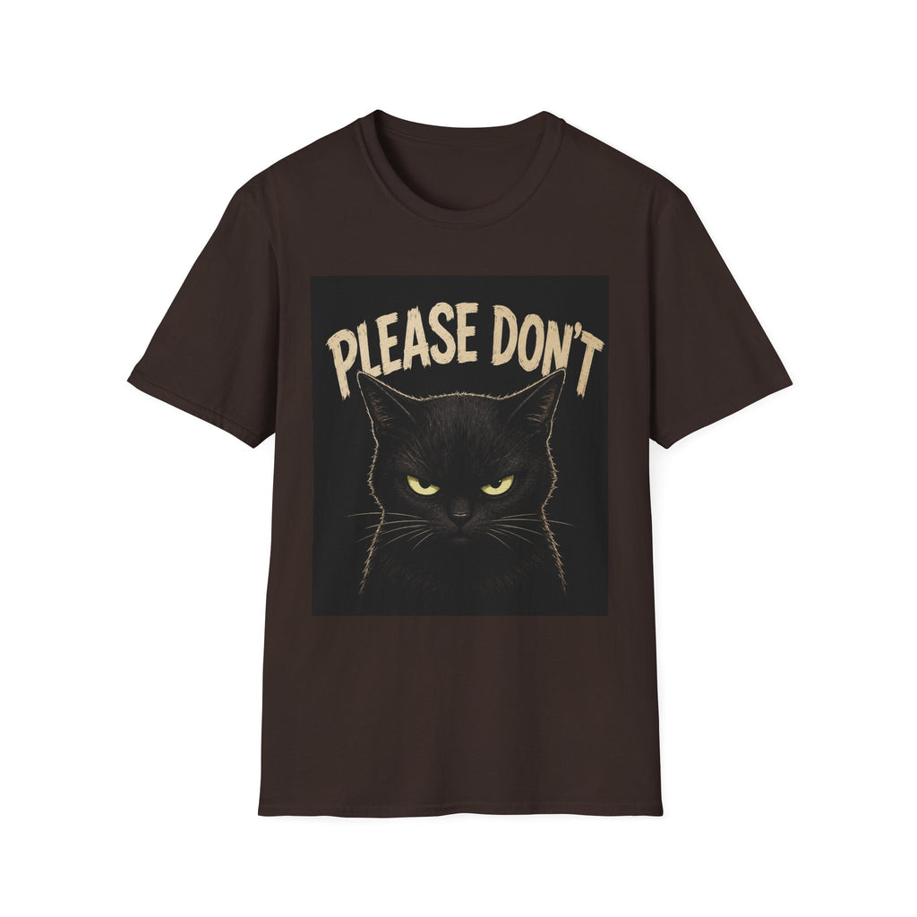 Please Don't Black Cat T‑Shirt — Funny Grumpy Cat Graphic Tee