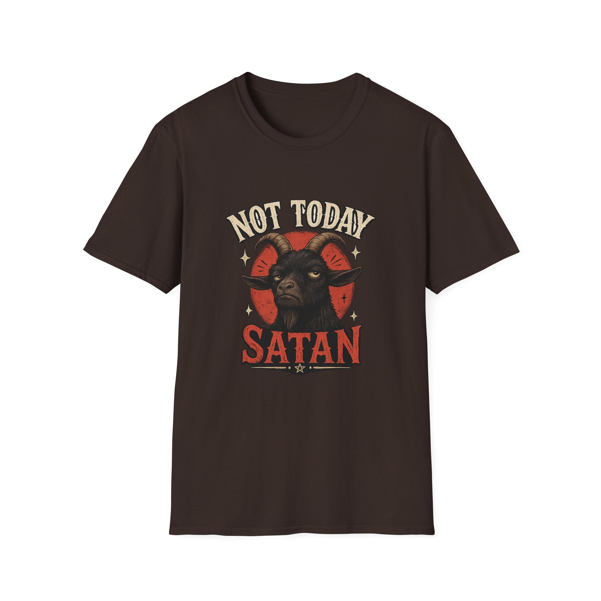 Not Today Satan T‑Shirt — Graphic Goat Illustration Tee