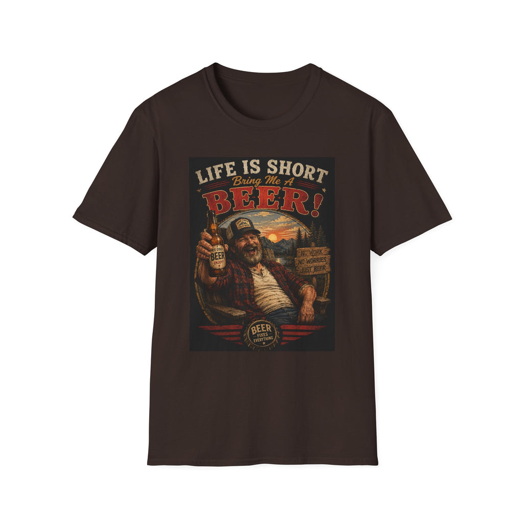 Life Is Short Bring Me A Beer T-Shirt — Vintage Beer Graphic Tee