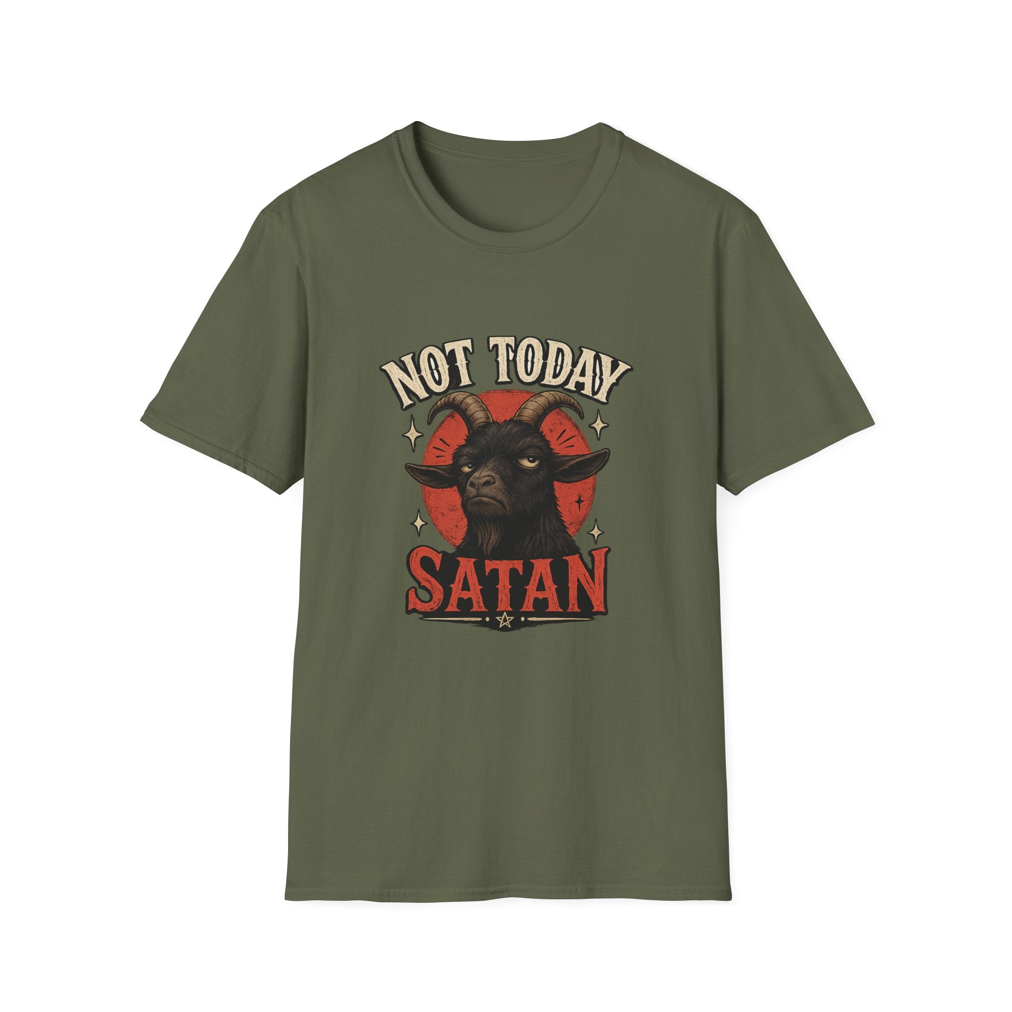 Not Today Satan T‑Shirt — Graphic Goat Illustration Tee