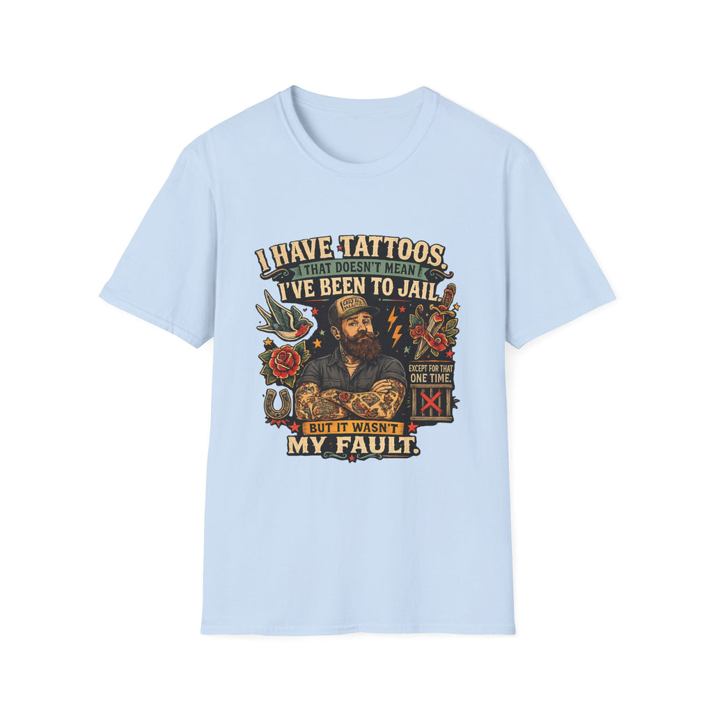 Tattoo Pride T‑Shirt — “I Have Tattoos That Doesn’t Mean I’ve Been to Jail” Vintage Style