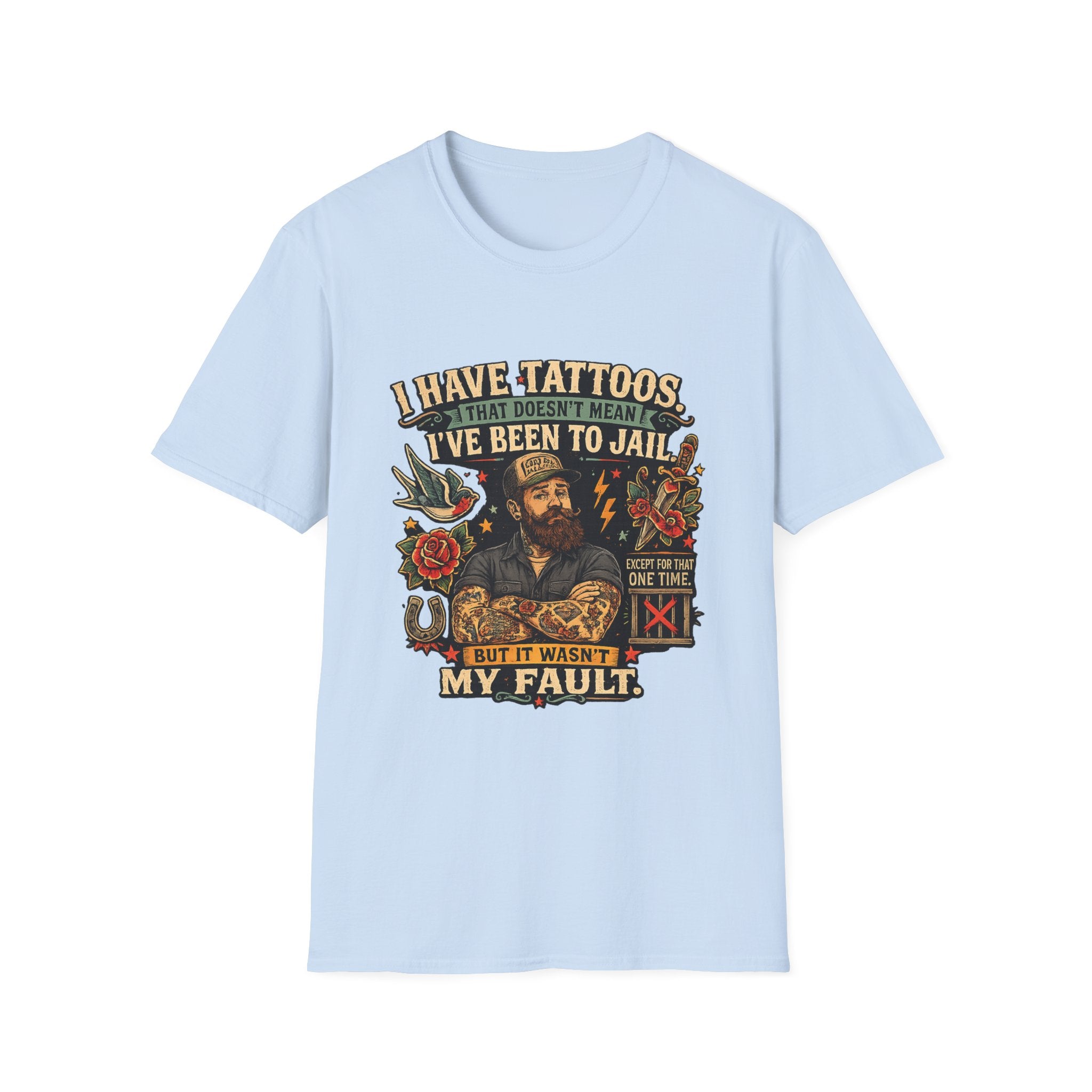 Tattoo Pride T‑Shirt — “I Have Tattoos That Doesn’t Mean I’ve Been to Jail” Vintage Style