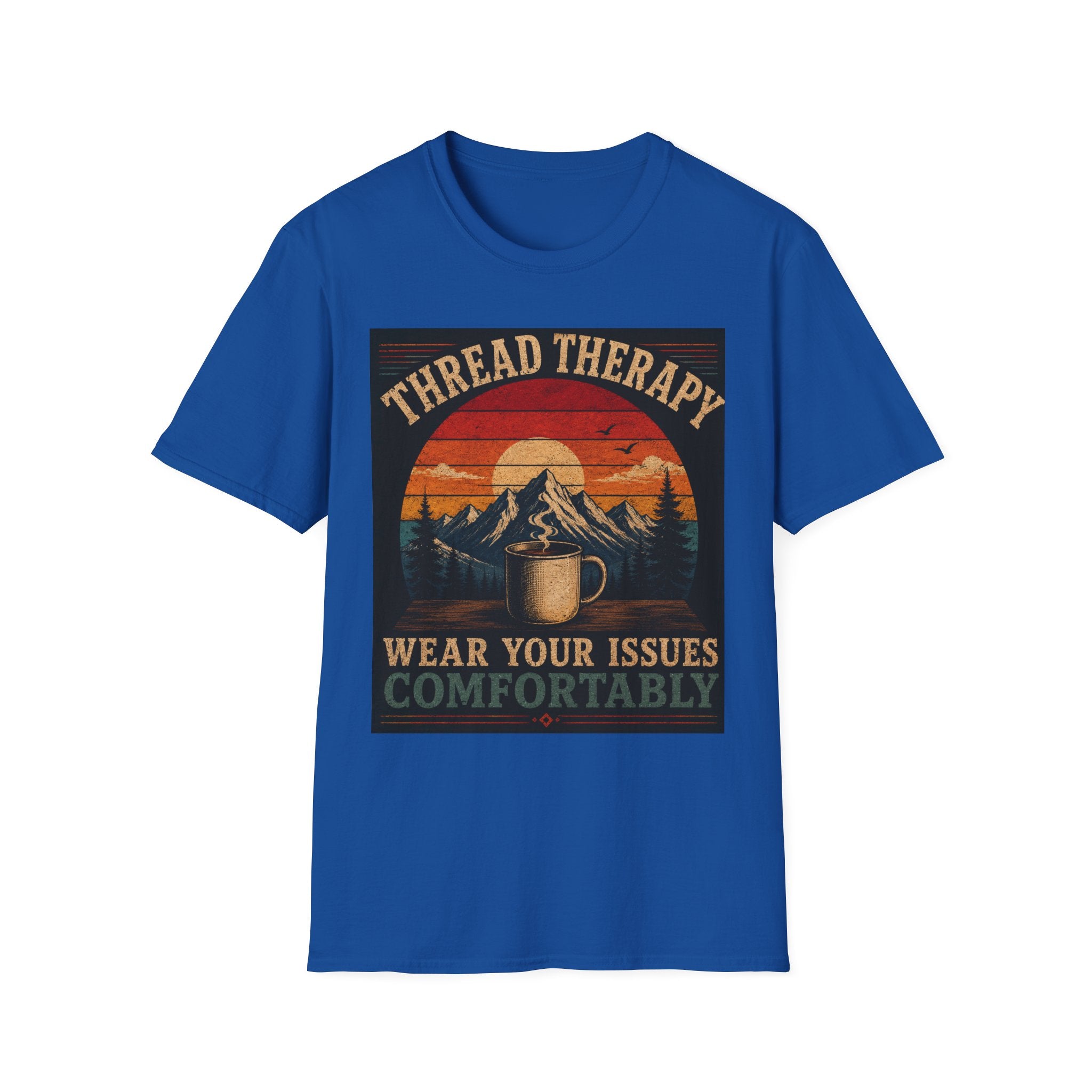 Thread Therapy T-Shirt — Wear Your Issues Comfortably Vintage Mountain Tee
