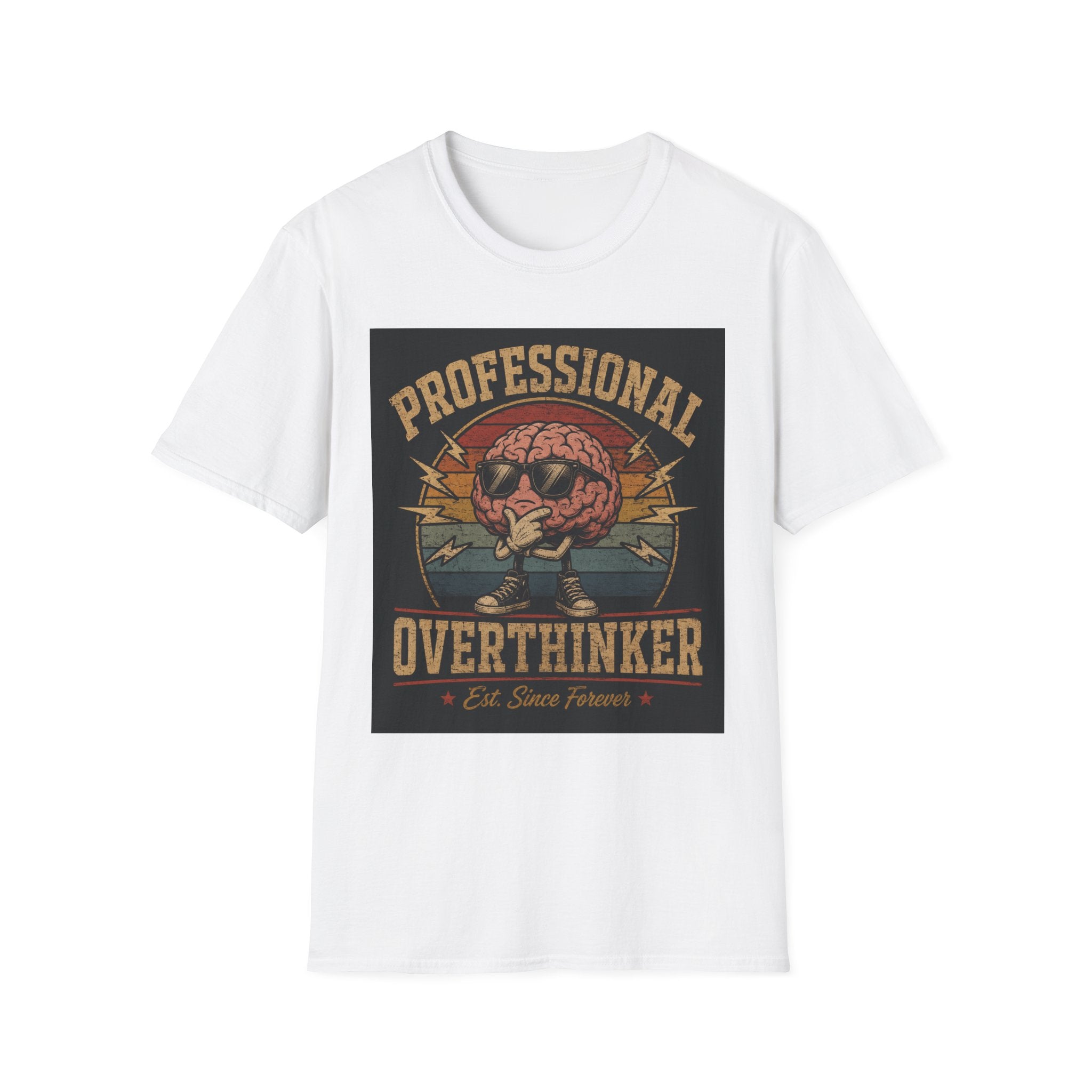 Professional Overthinker T-Shirt — Vintage Brain Graphic Tee