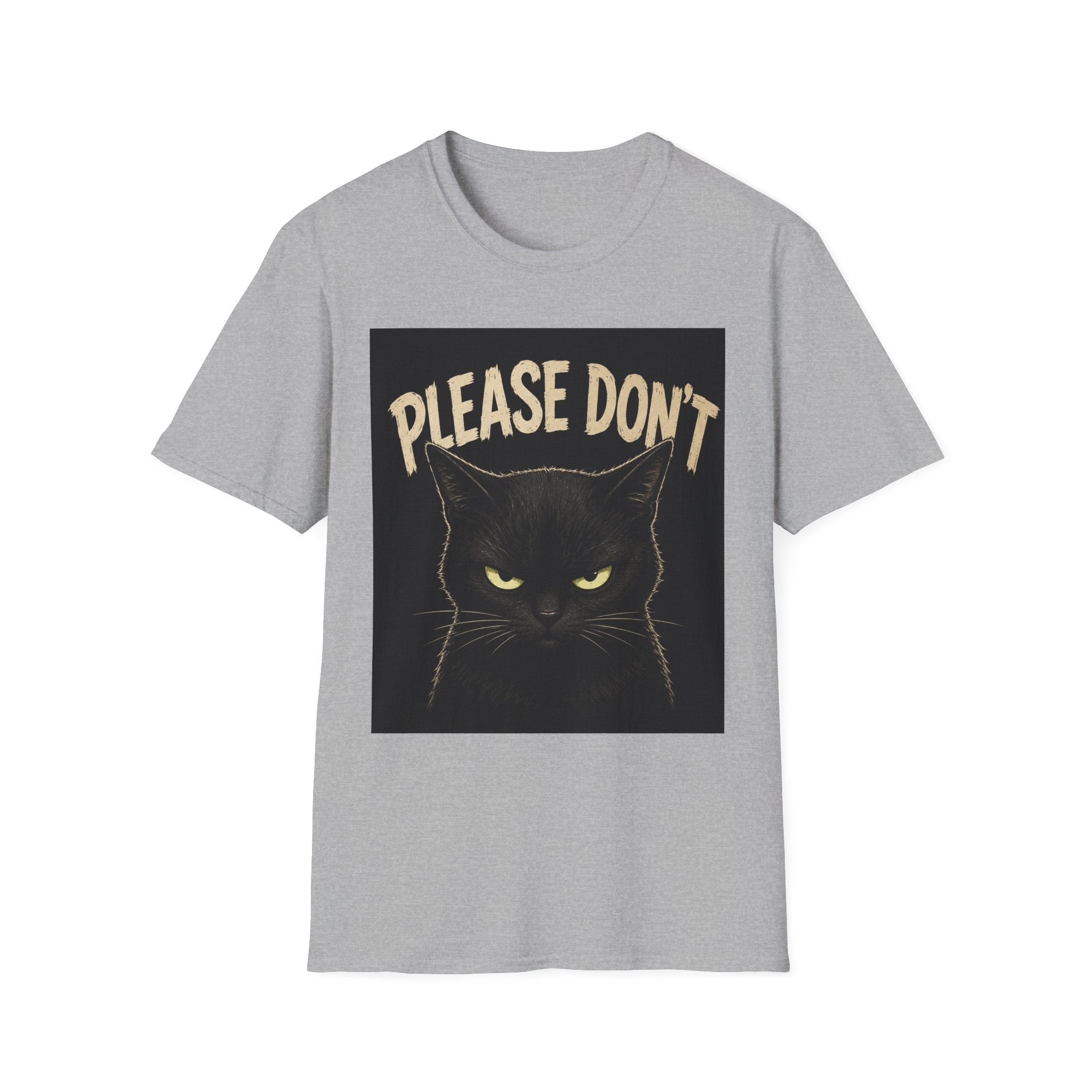 Please Don't Black Cat T‑Shirt — Funny Grumpy Cat Graphic Tee