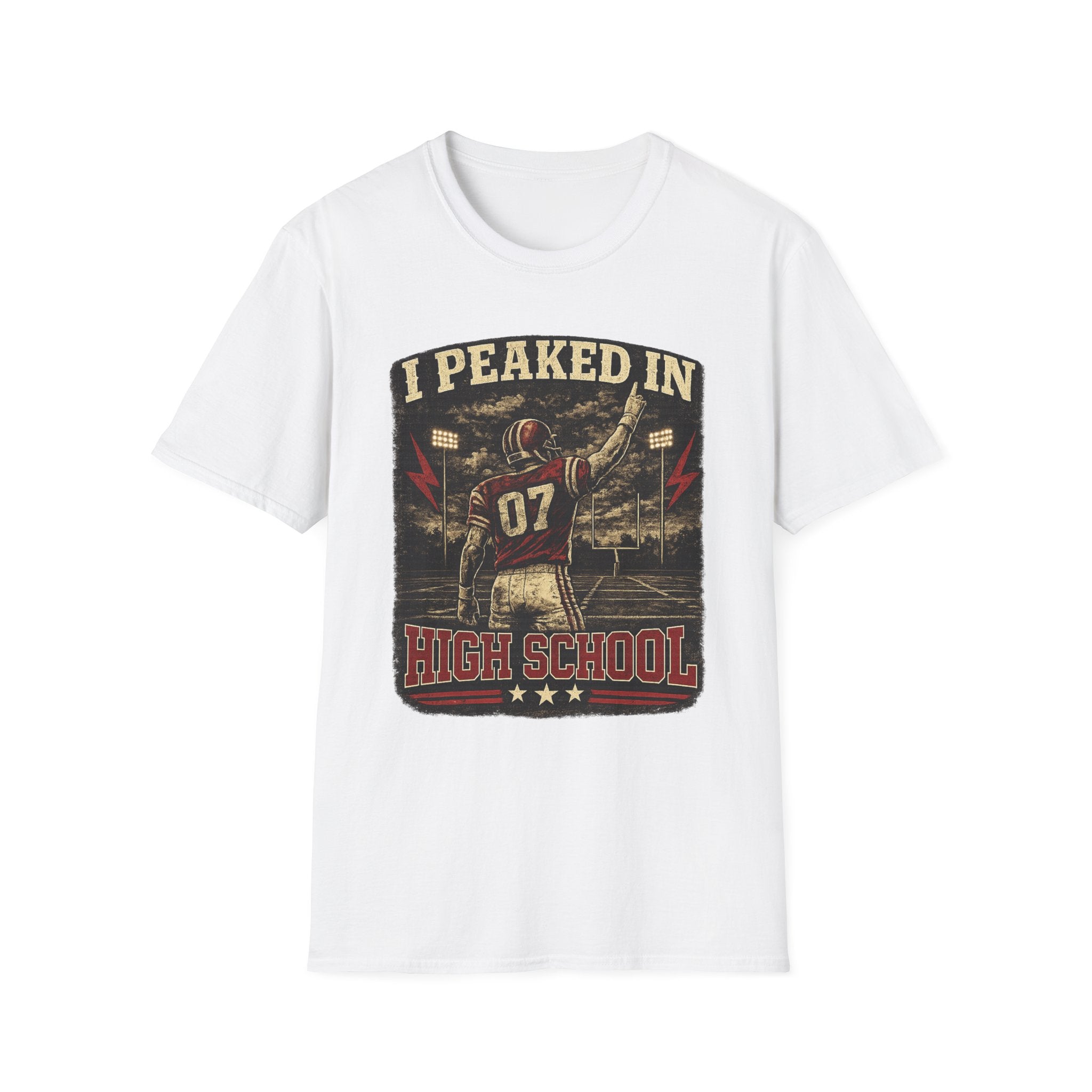 I Peaked In High School Football T-Shirt — Vintage Nostalgia Tee for Former Players & Fans
