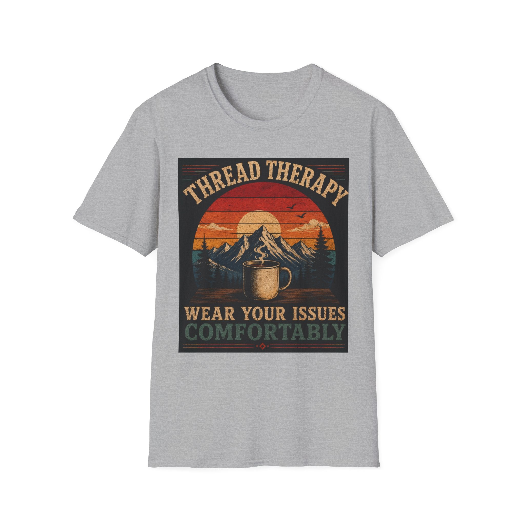 Thread Therapy T-Shirt — Wear Your Issues Comfortably Vintage Mountain Tee
