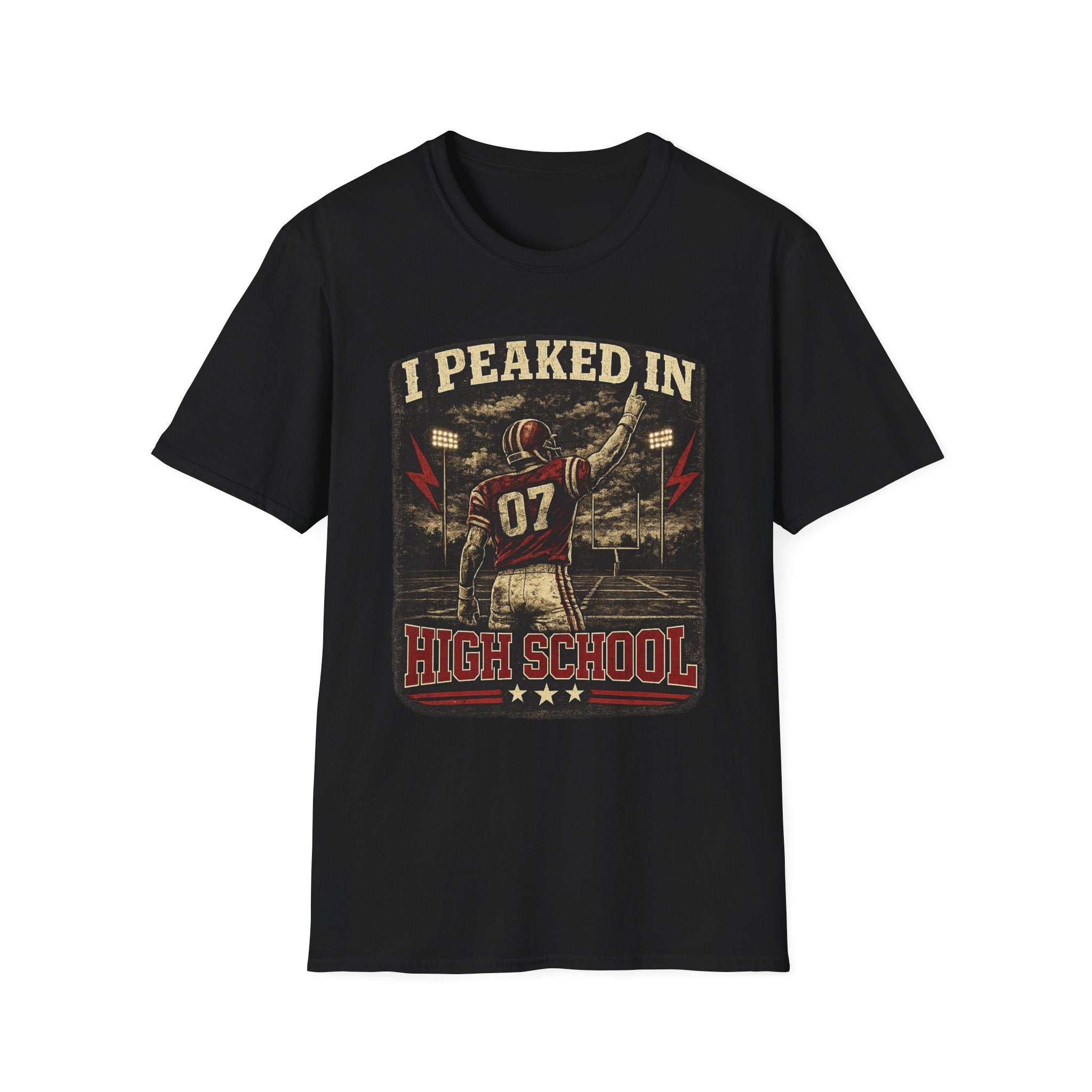 I Peaked In High School Football T-Shirt — Vintage Nostalgia Tee for Former Players & Fans