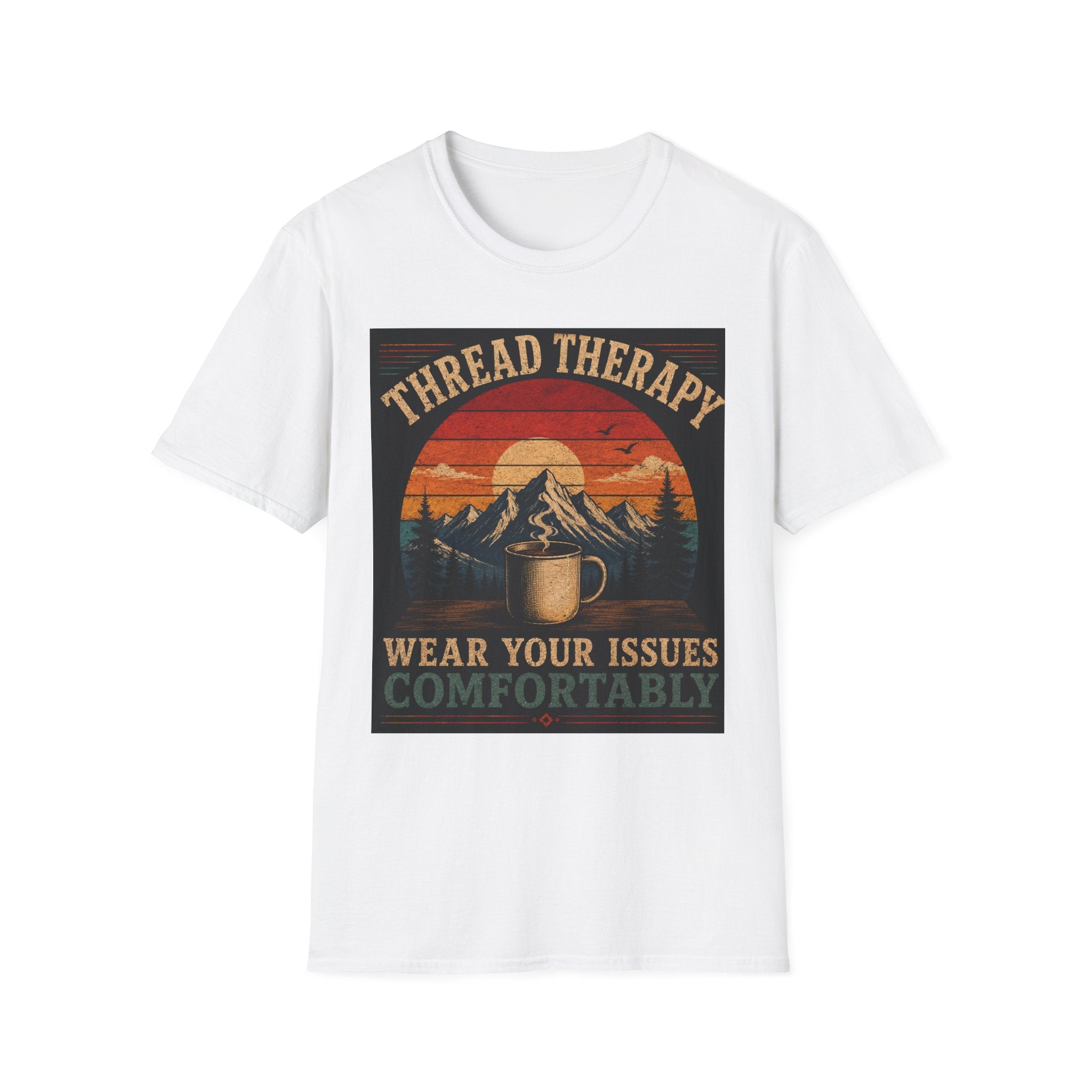 Thread Therapy T-Shirt — Wear Your Issues Comfortably Vintage Mountain Tee