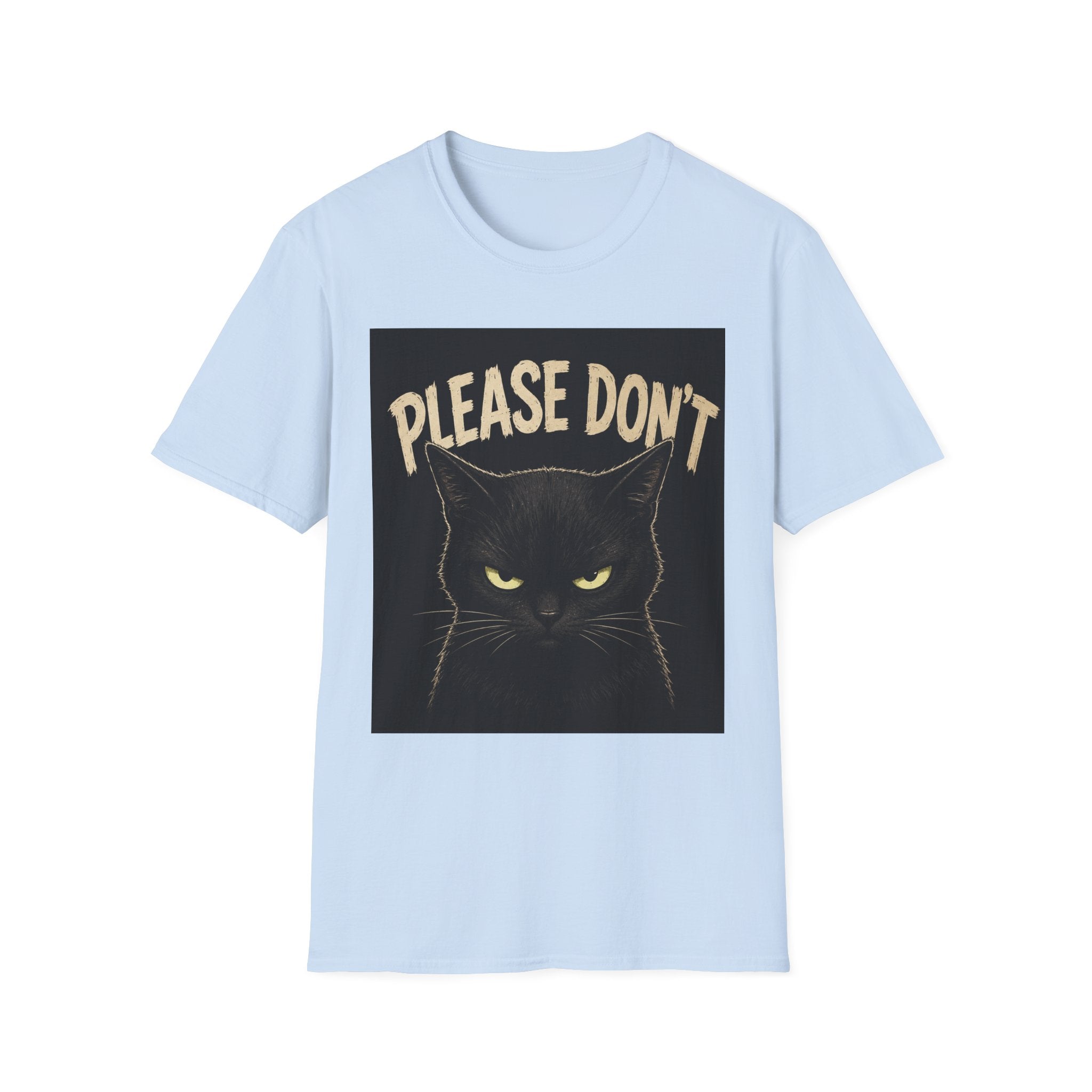 Please Don't Black Cat T‑Shirt — Funny Grumpy Cat Graphic Tee