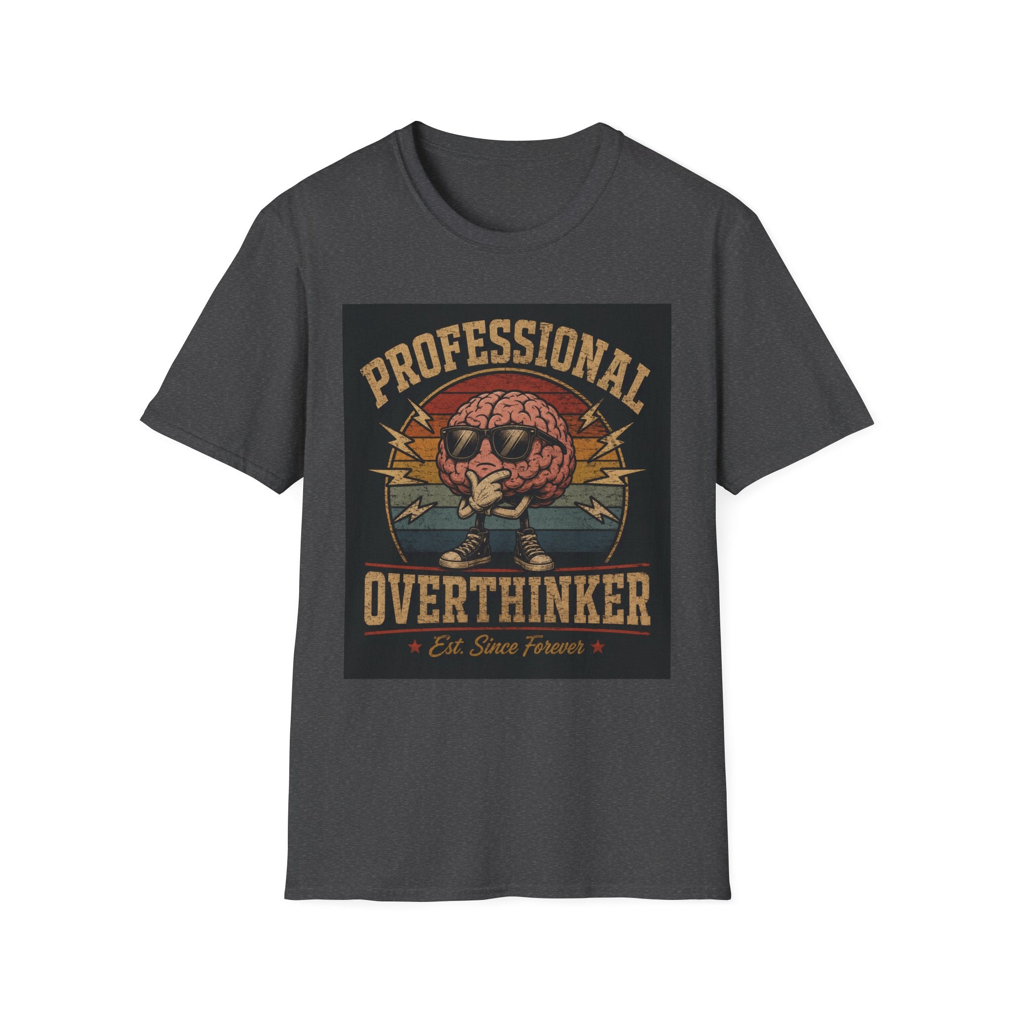 Professional Overthinker T-Shirt — Vintage Brain Graphic Tee
