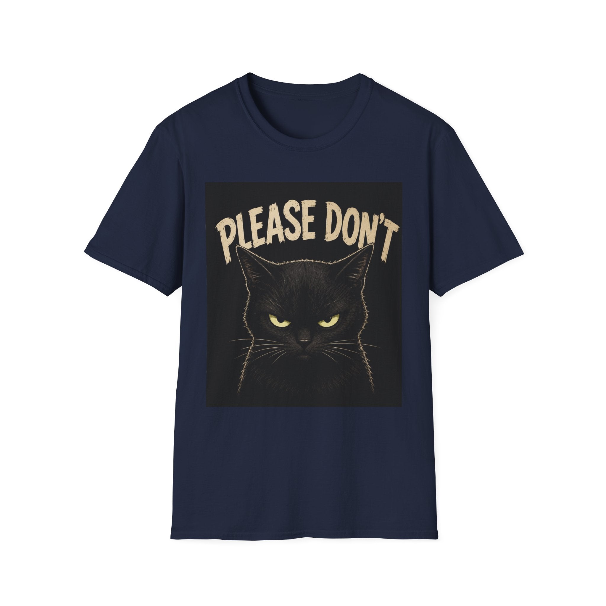 Please Don't Black Cat T‑Shirt — Funny Grumpy Cat Graphic Tee