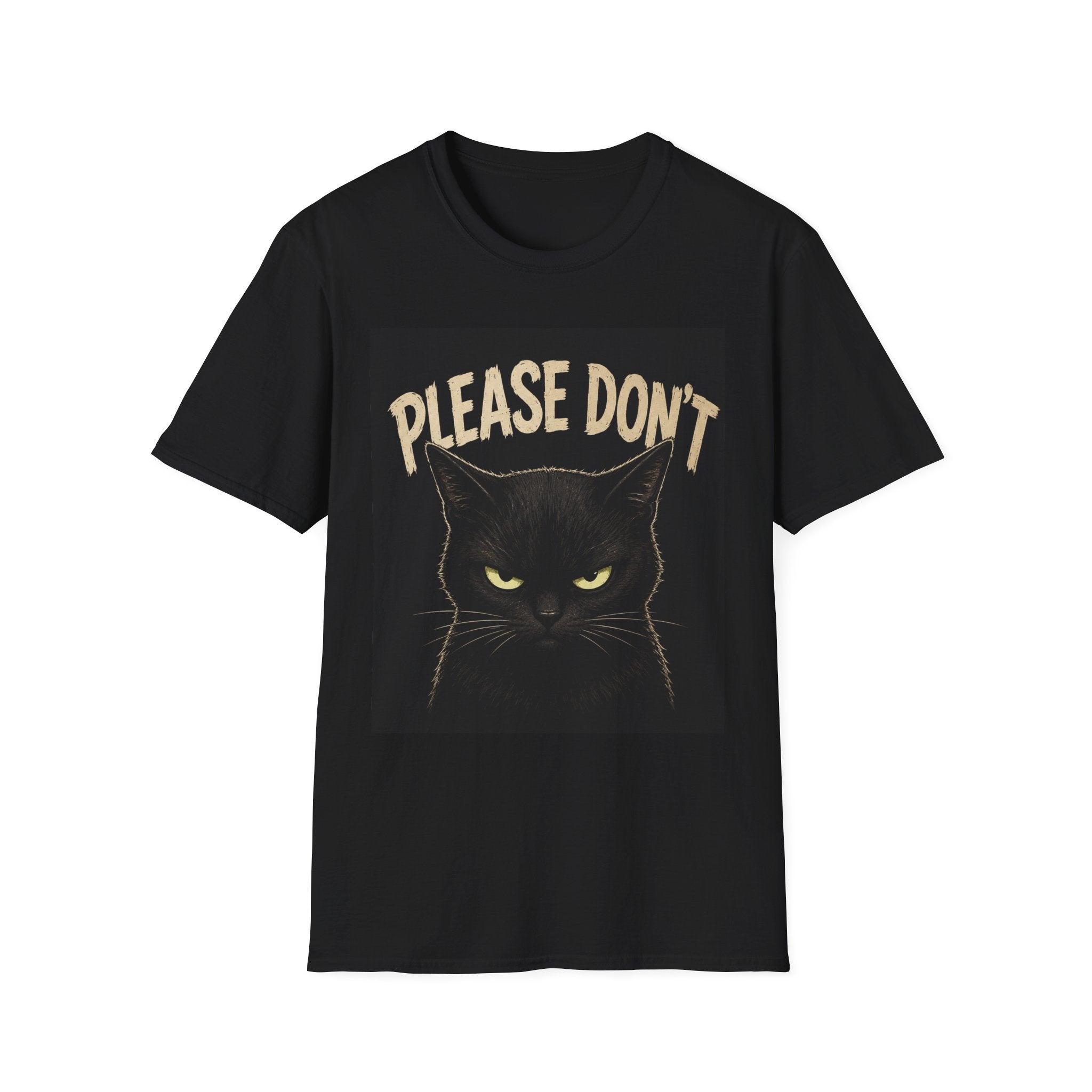 Please Don't Black Cat T‑Shirt — Funny Grumpy Cat Graphic Tee