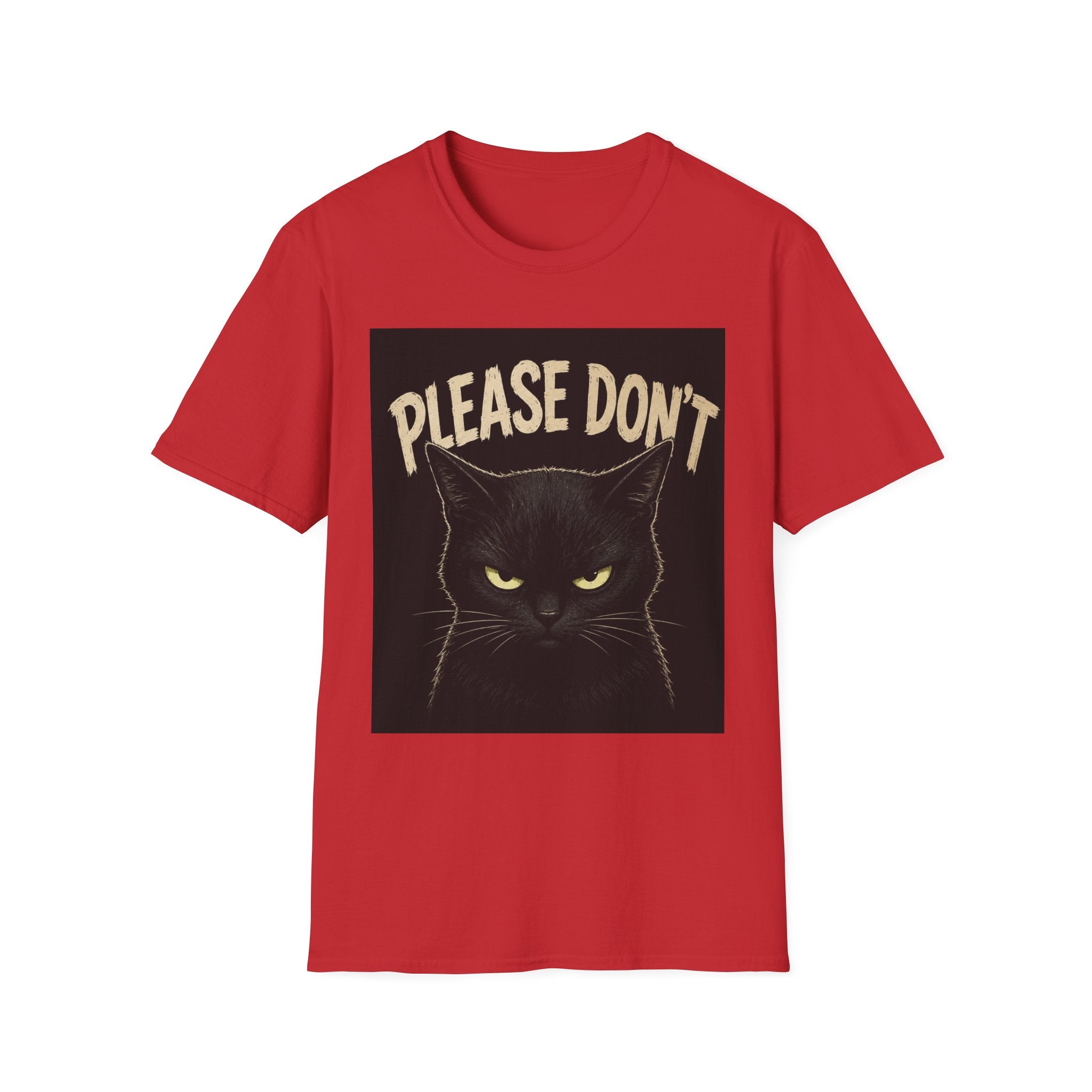 Please Don't Black Cat T‑Shirt — Funny Grumpy Cat Graphic Tee