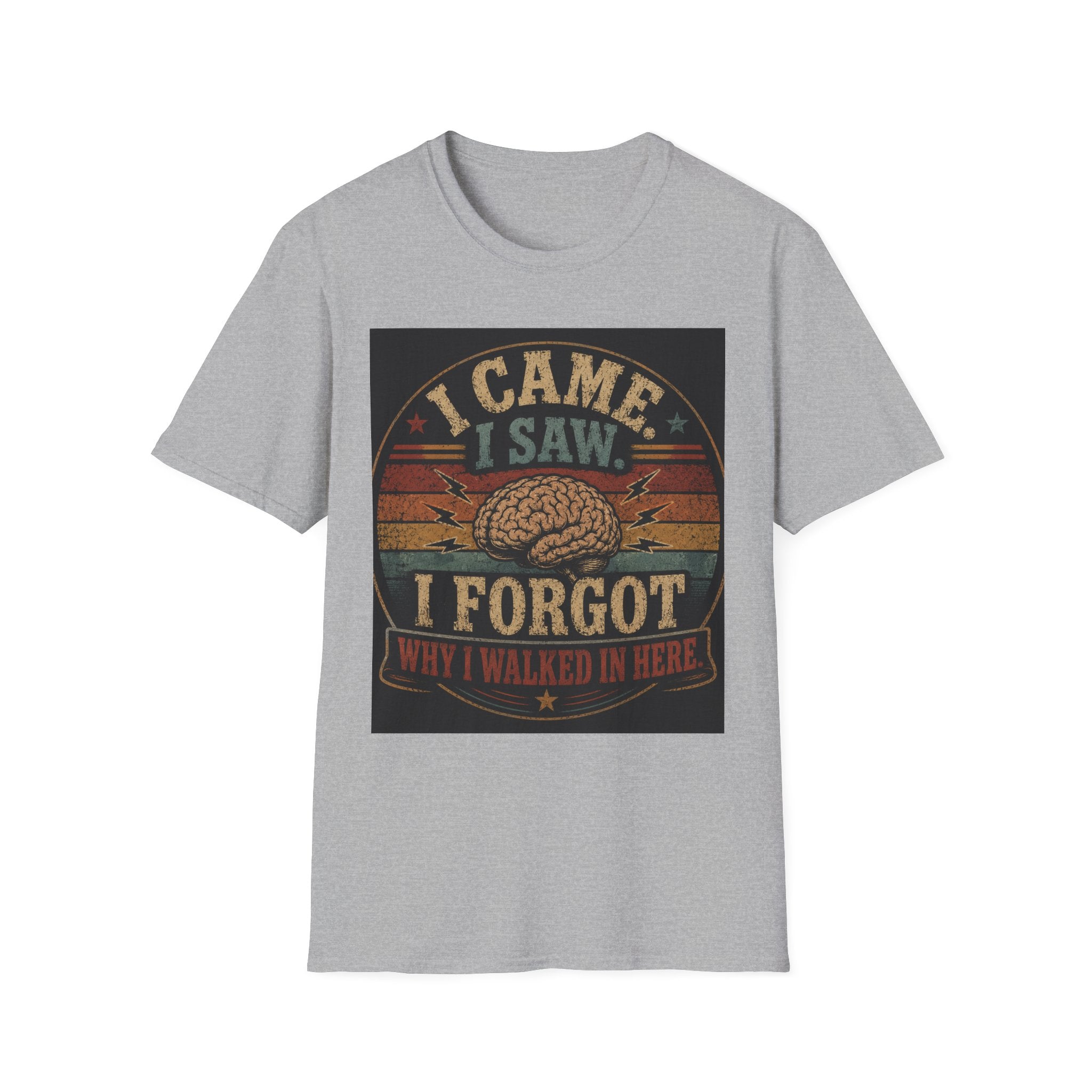 I Came I Saw I Forgot T-Shirt — Funny Retro Brain Memory Tee