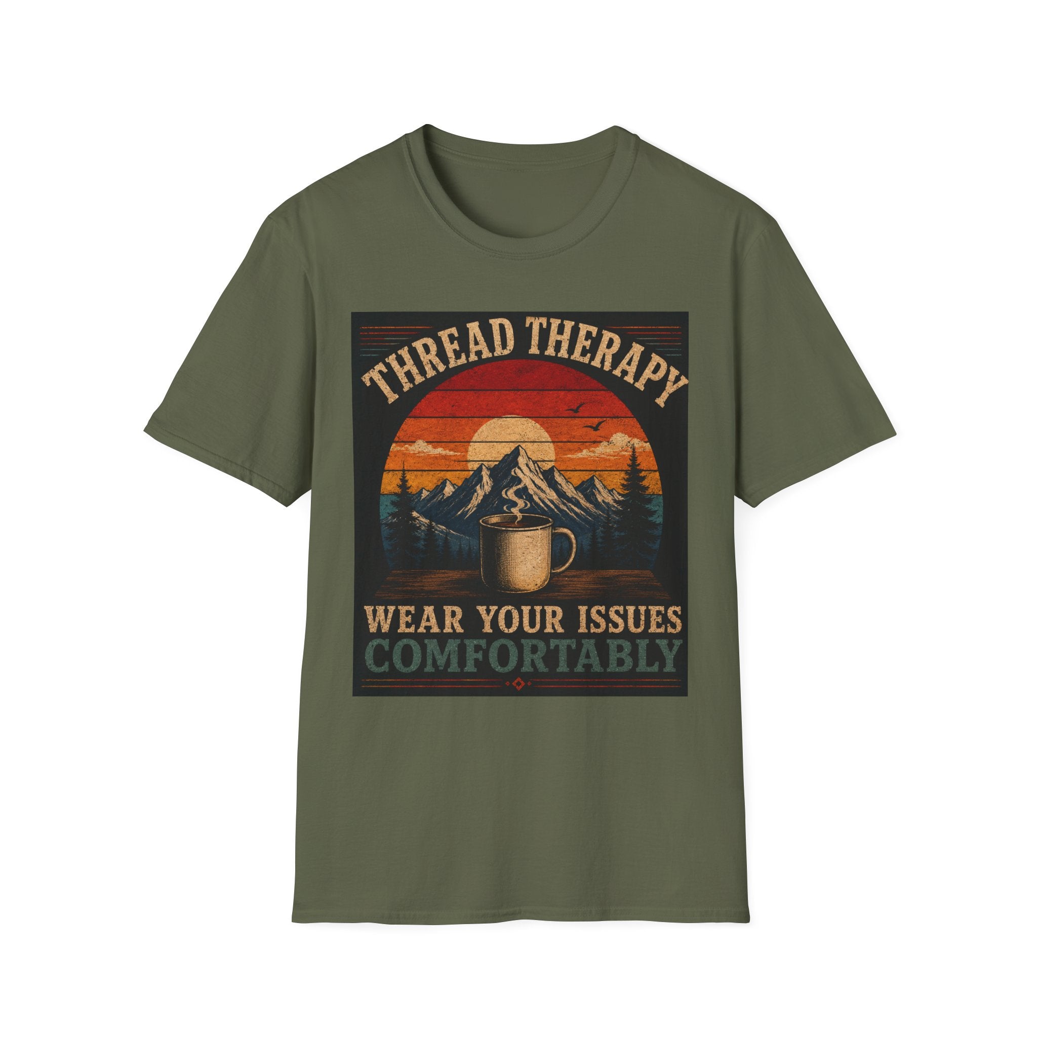 Thread Therapy T-Shirt — Wear Your Issues Comfortably Vintage Mountain Tee