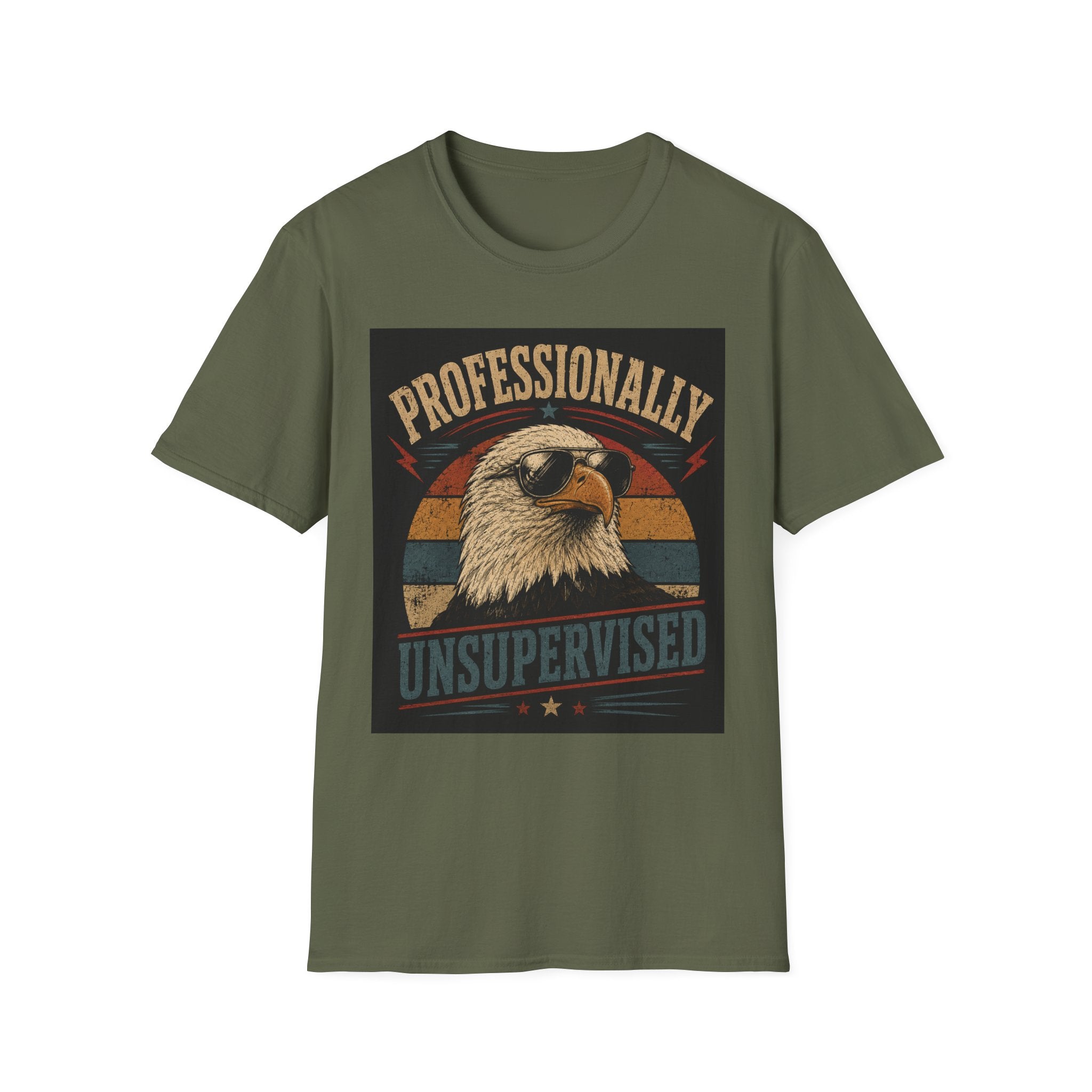 Professionally Unsupervised Eagle T-Shirt — Retro Patriotic Graphic Tee