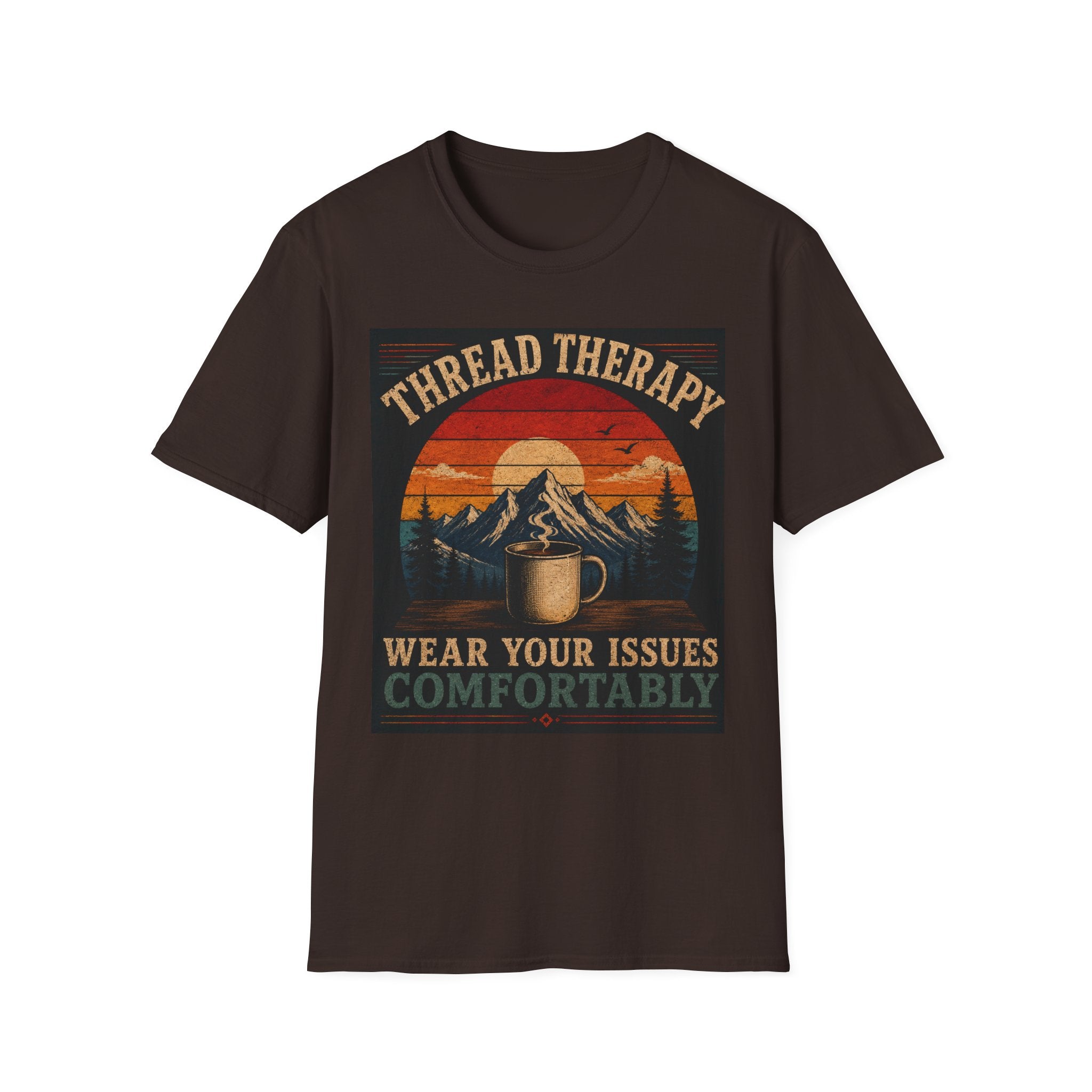 Thread Therapy T-Shirt — Wear Your Issues Comfortably Vintage Mountain Tee