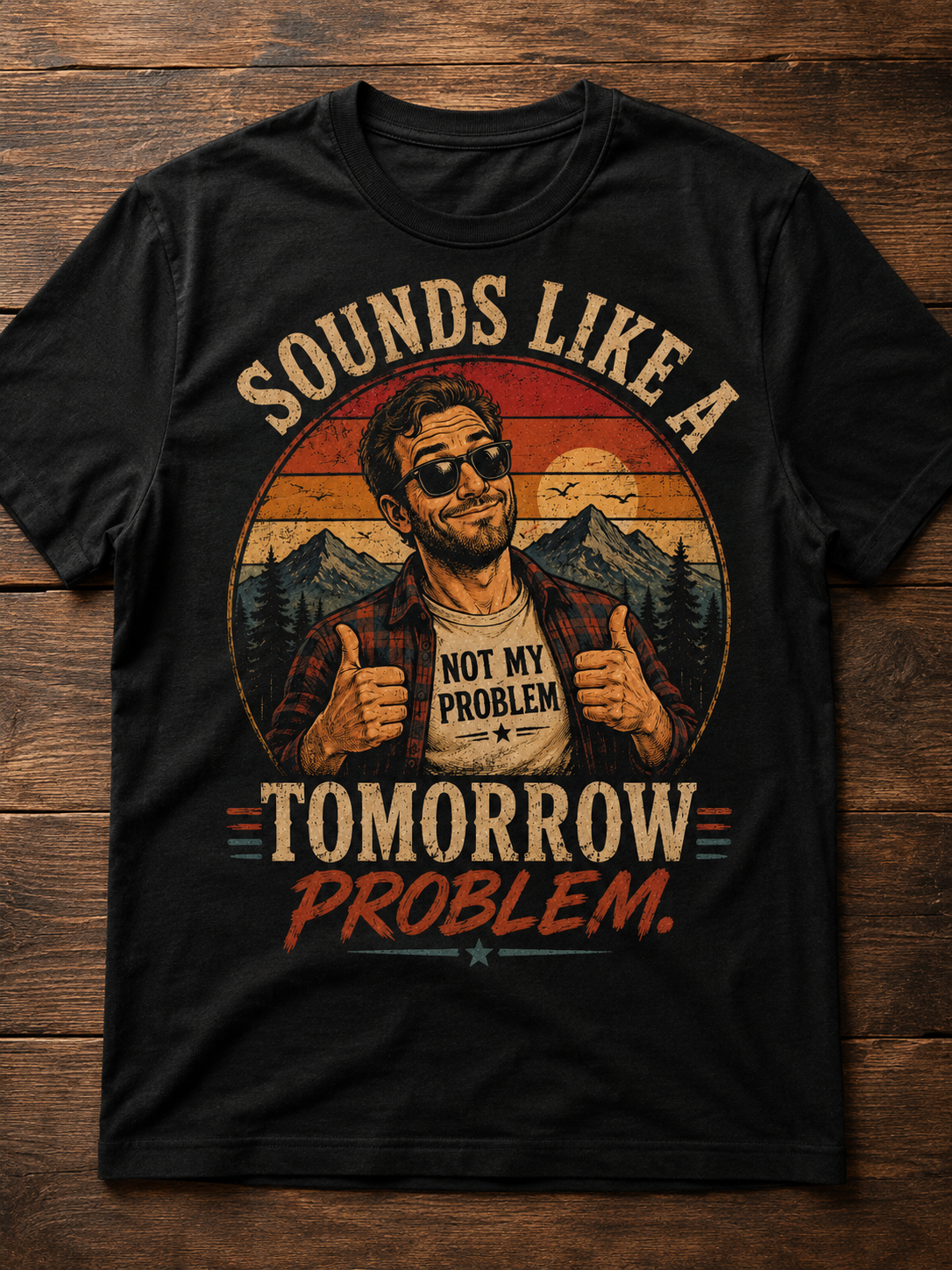 T-Shirt — "Sounds Like a Tomorrow Problem" Retro Graphic Tee
