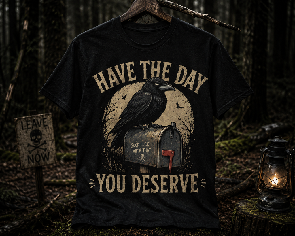 Have The Day Raven T-Shirt — "Have The Day You Deserve" Vintage Crow Graphic Tee