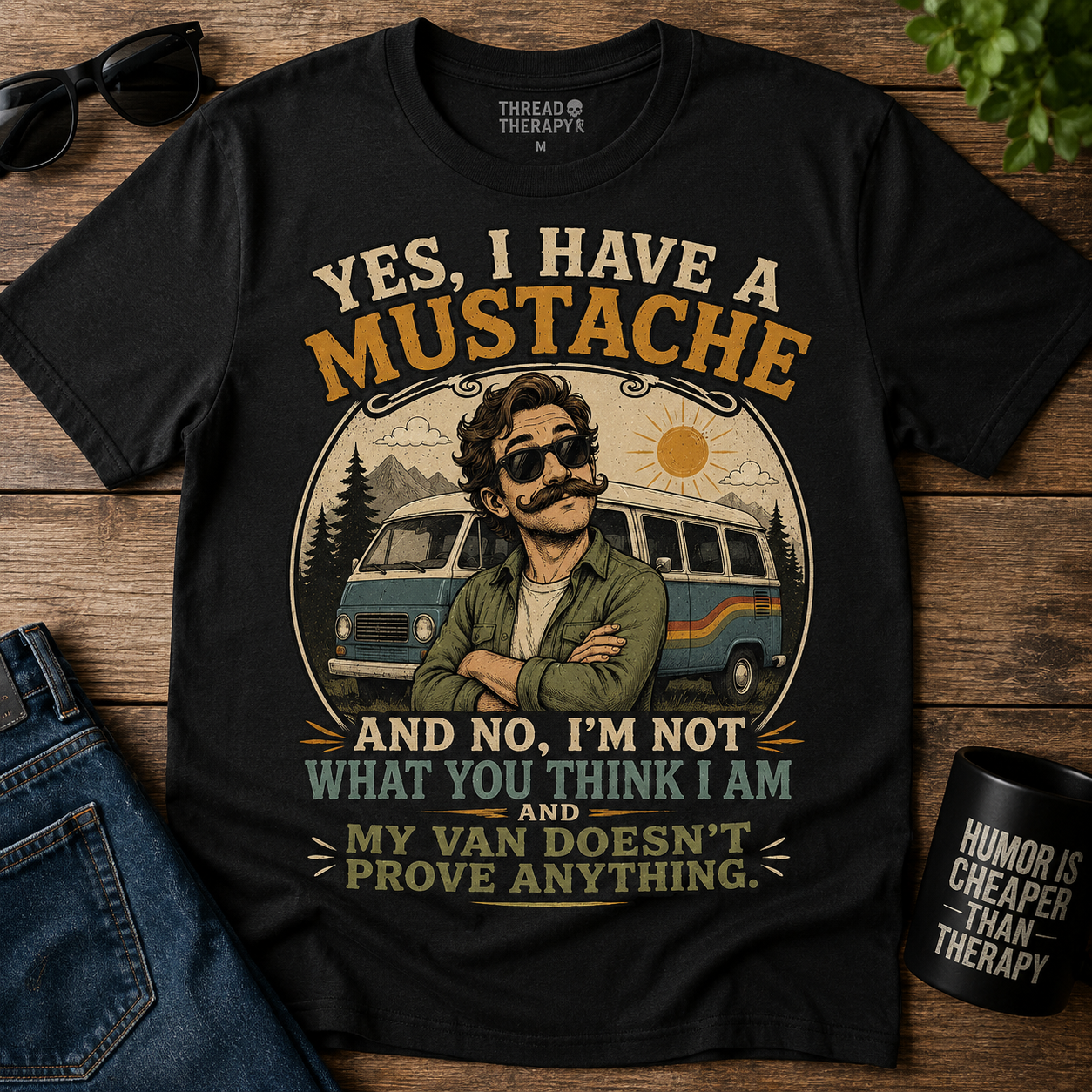 Mustache Vintage T-Shirt — "Yes, I Have a Mustache" Retro Graphic Tee