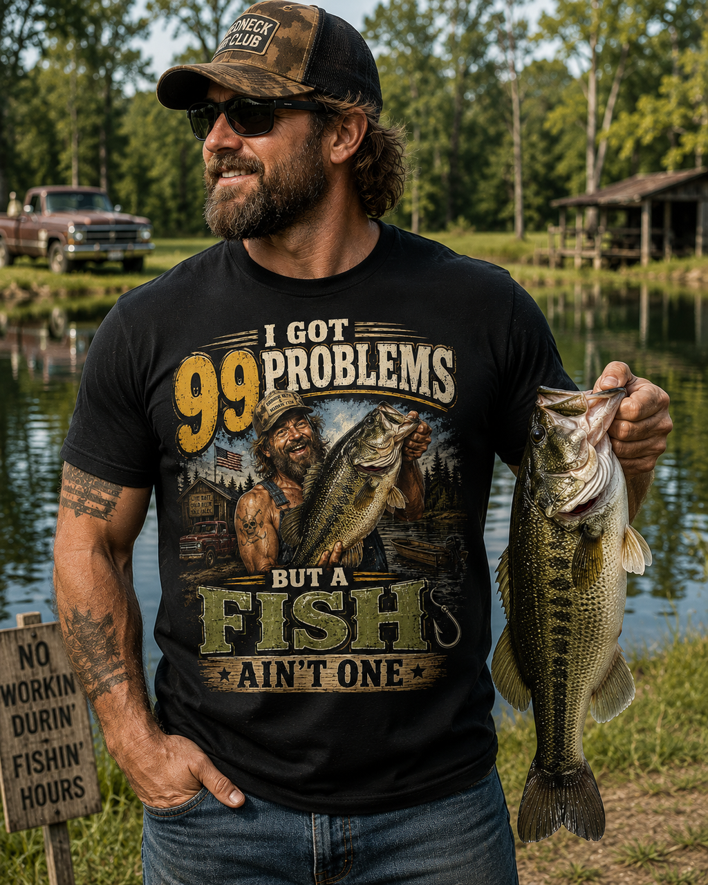 Fishing T-Shirt — "I Got 99 Problems But a Fish Ain’t One" Graphic Tee
