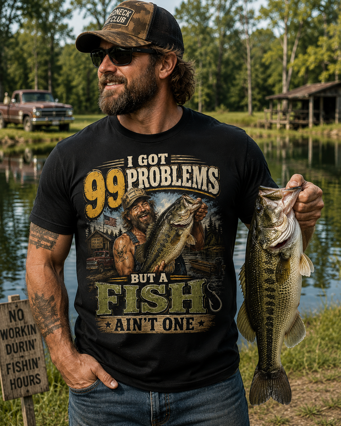 Fishing T-Shirt — "I Got 99 Problems But a Fish Ain’t One" Graphic Tee