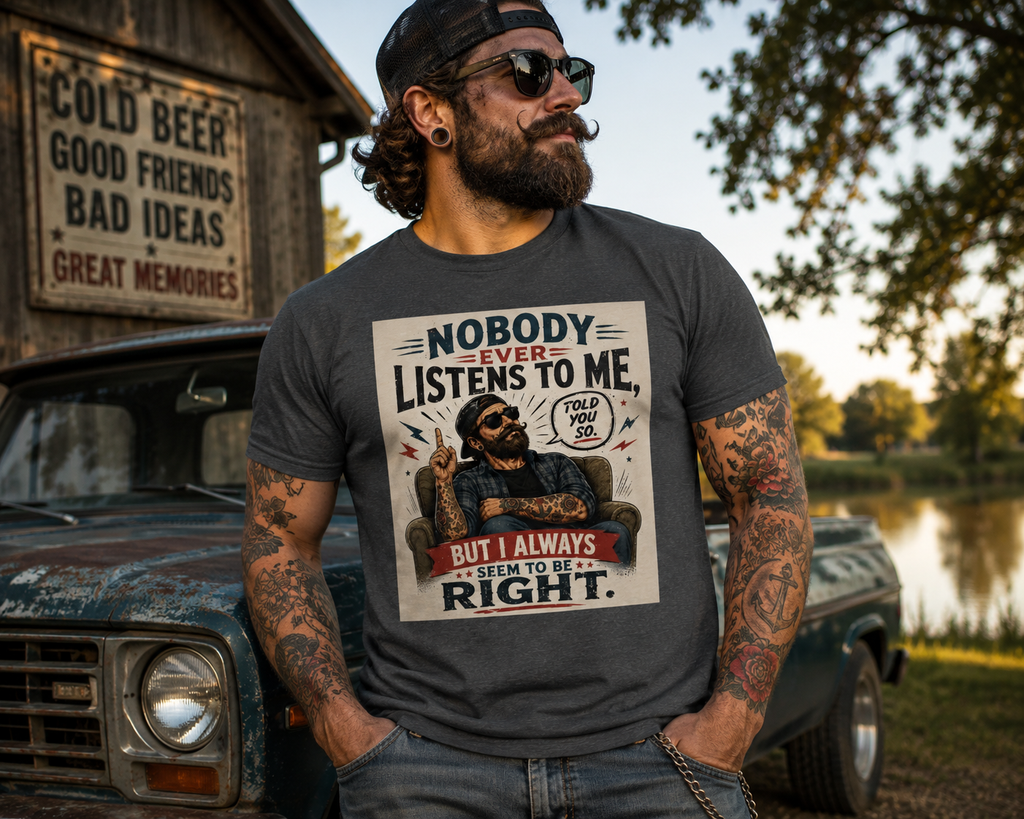 Nobody Ever Listens To Me T-Shirt – Funny Retro "Told You So" Graphic Tee