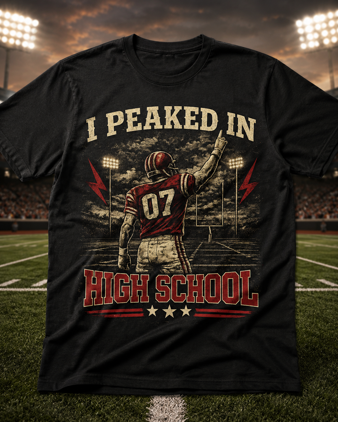 I Peaked In High School Football T-Shirt — Vintage Nostalgia Tee for Former Players & Fans