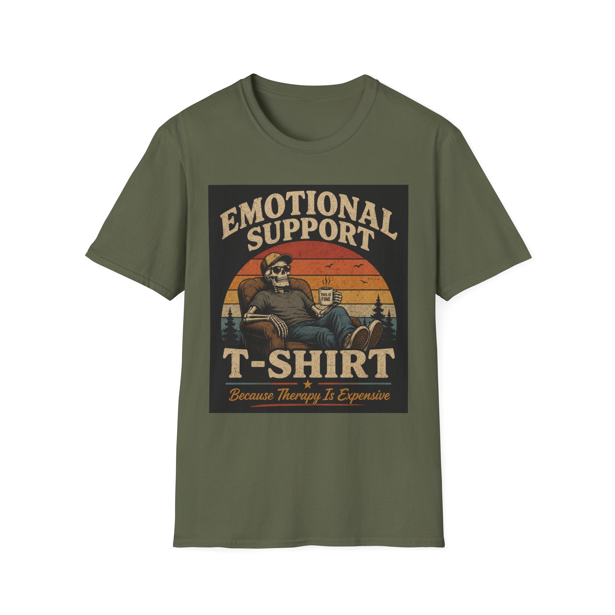 Emotional Support T-Shirt — Vintage Skeleton Lounge Graphic Tee