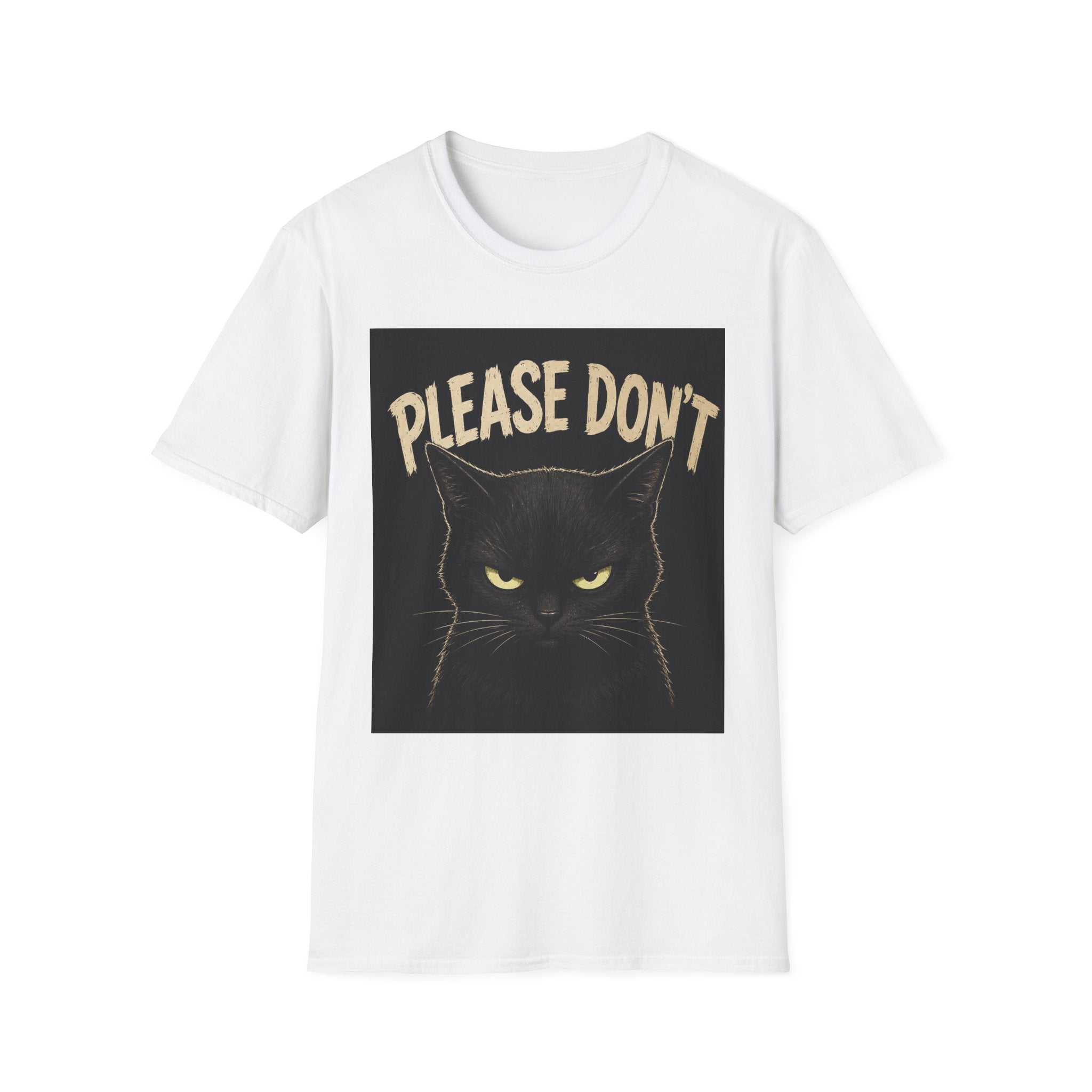 Please Don't Black Cat T‑Shirt — Funny Grumpy Cat Graphic Tee