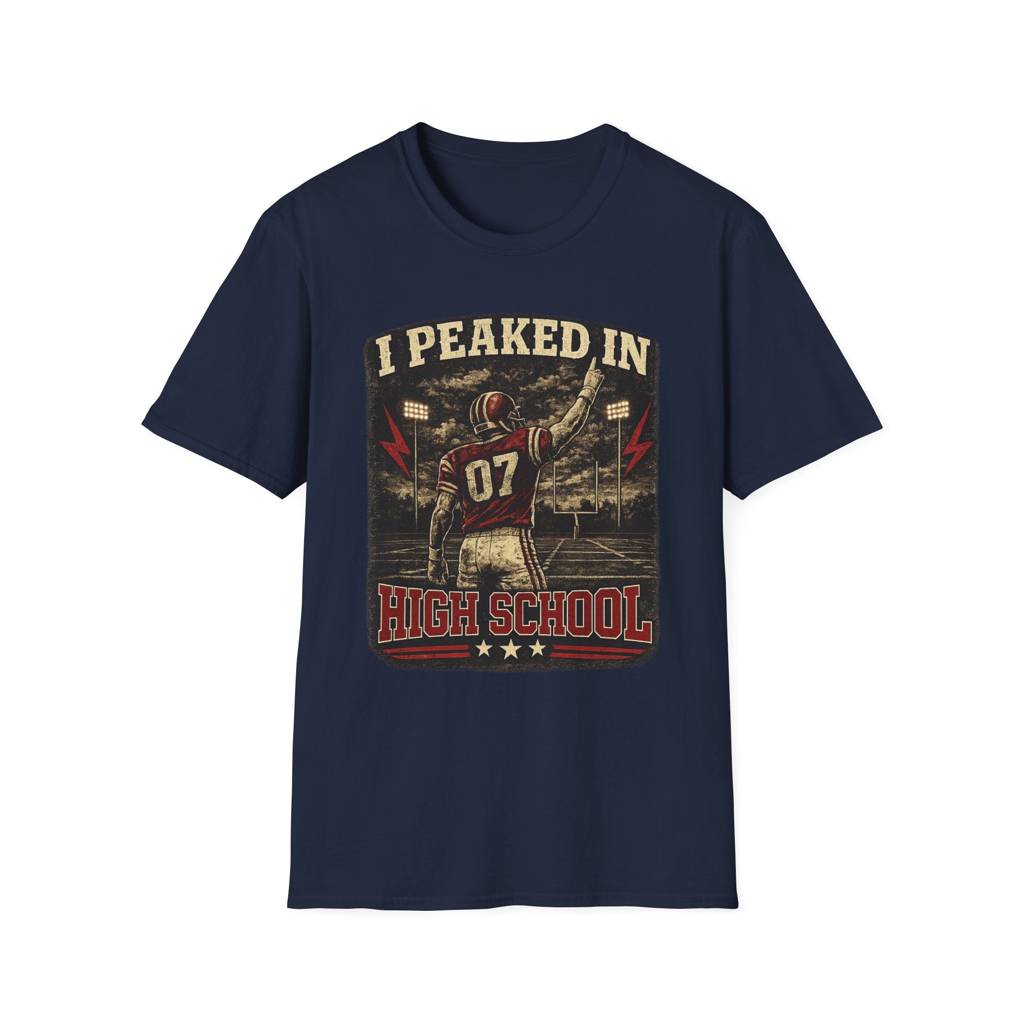 I Peaked In High School Football T-Shirt — Vintage Nostalgia Tee for Former Players & Fans