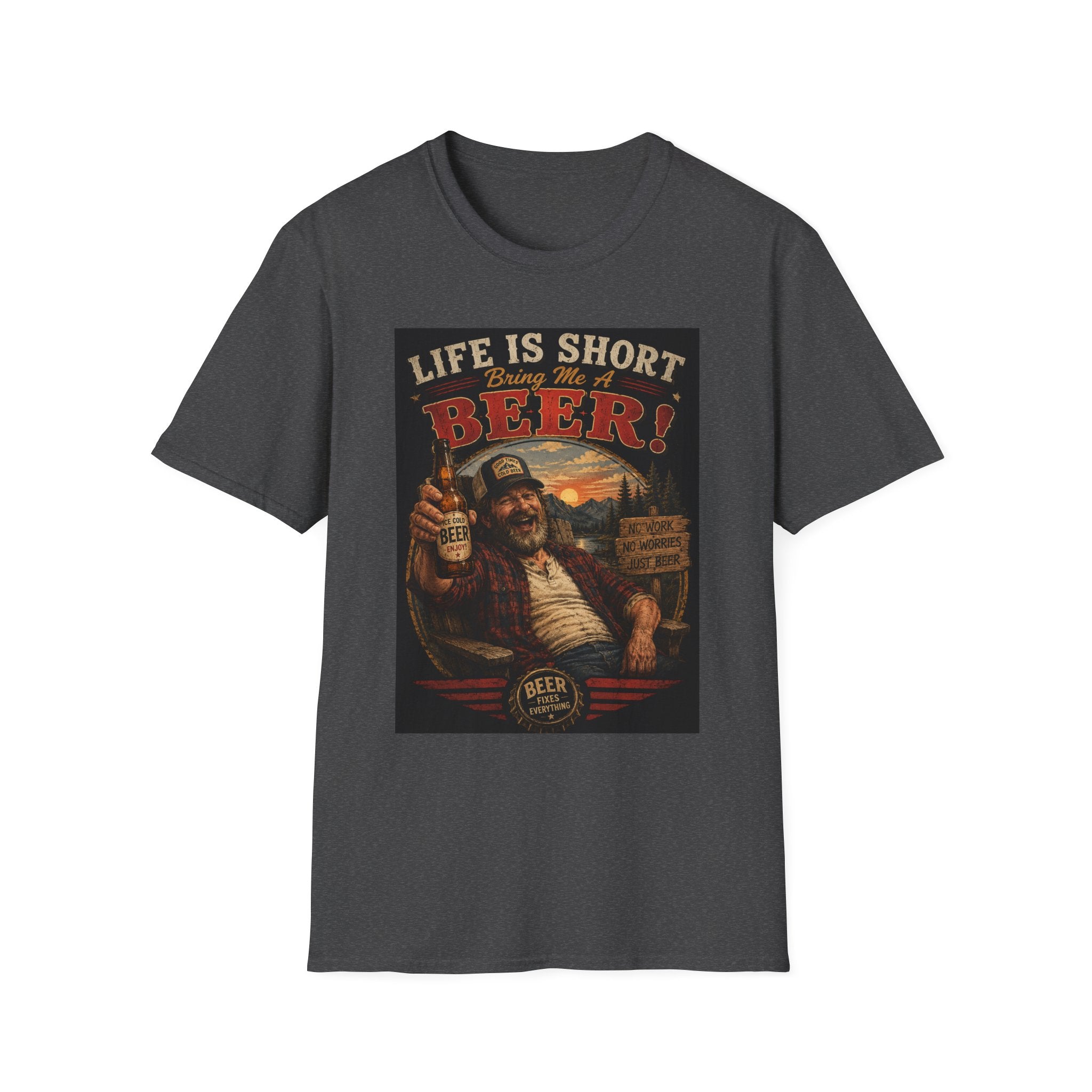 Life Is Short Bring Me A Beer T-Shirt — Vintage Beer Graphic Tee