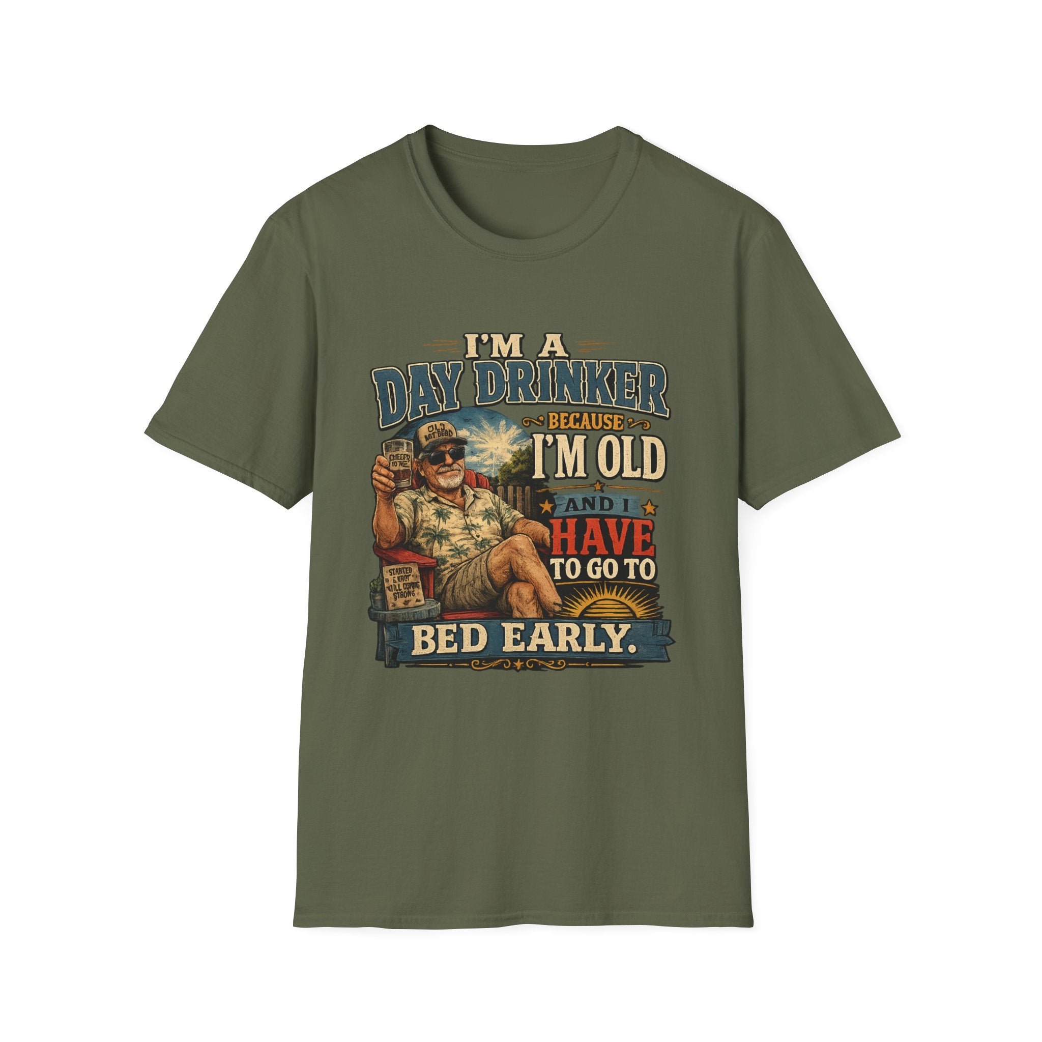 I'm a Day Drinker Because I'm Old T-Shirt — Funny Senior Drinking Graphic Tee