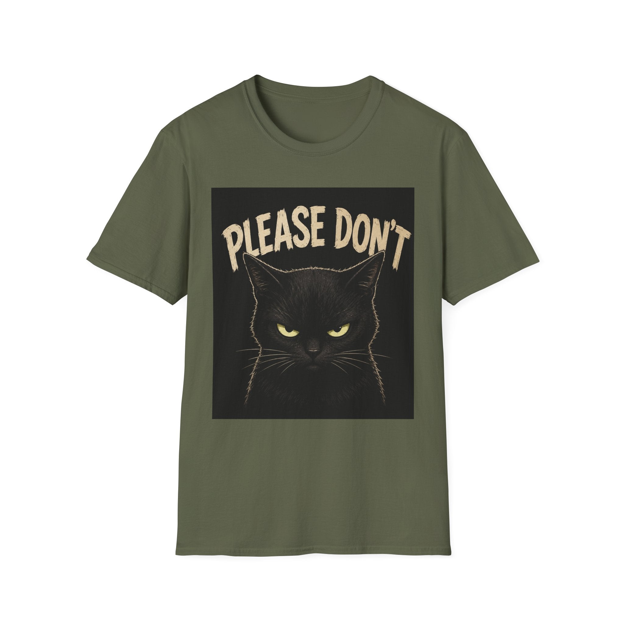 Please Don't Black Cat T‑Shirt — Funny Grumpy Cat Graphic Tee