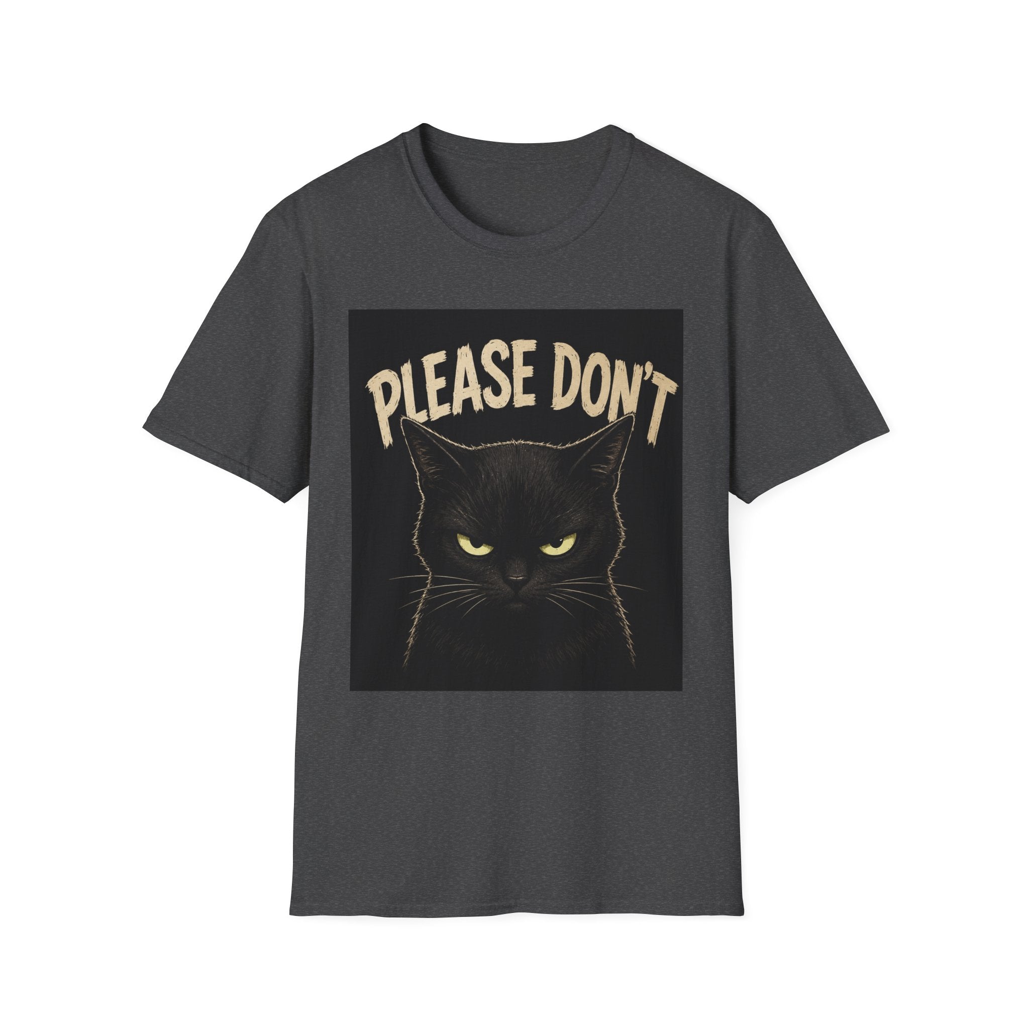 Please Don't Black Cat T‑Shirt — Funny Grumpy Cat Graphic Tee
