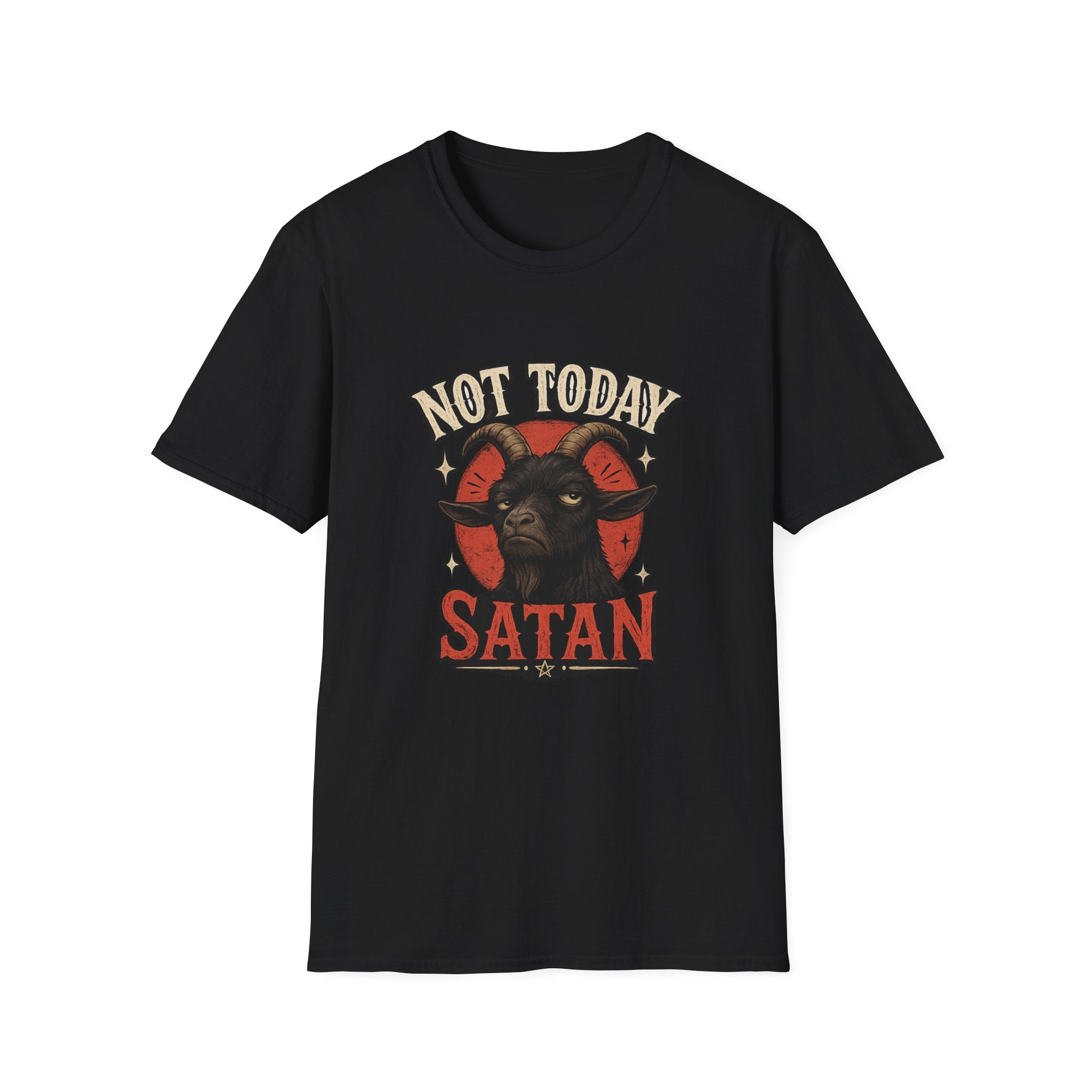 Not Today Satan T‑Shirt — Graphic Goat Illustration Tee