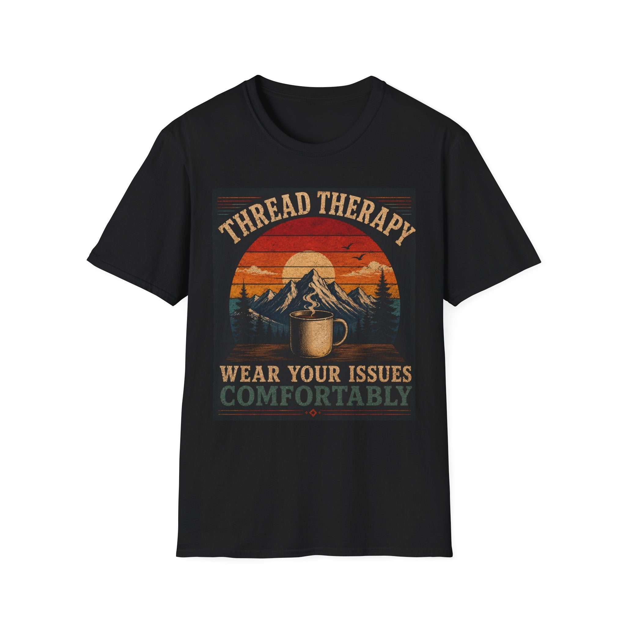 Thread Therapy T-Shirt — Wear Your Issues Comfortably Vintage Mountain Tee