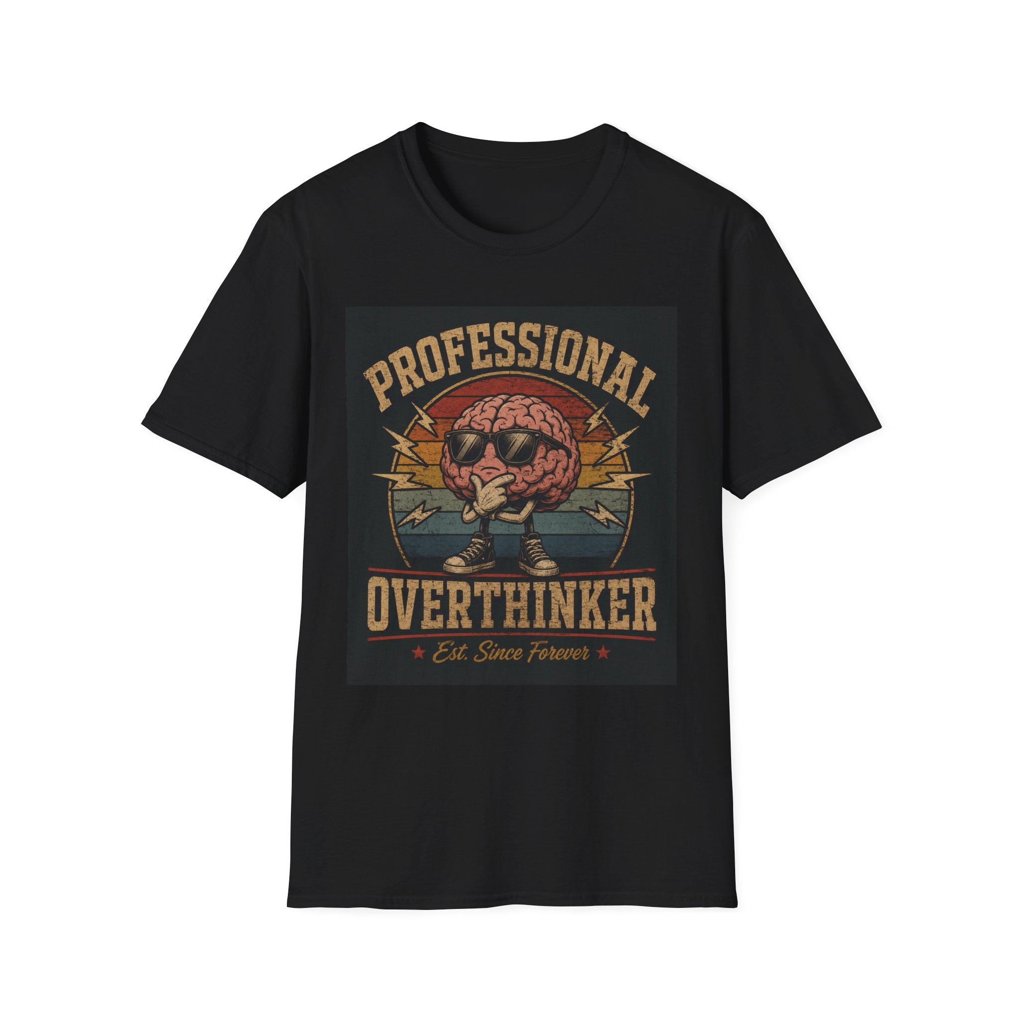 Professional Overthinker T-Shirt — Vintage Brain Graphic Tee